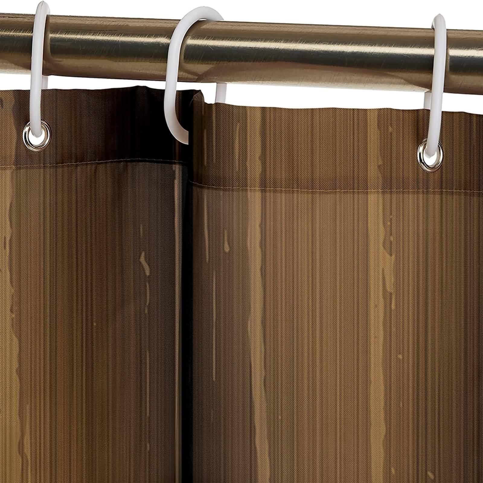 Tenda Doccia 180x200 Tessuto, Poliestere Marrone Tavola di legno geometrica Tenda vasca da bagno, lavabile, asciugatrice rapida