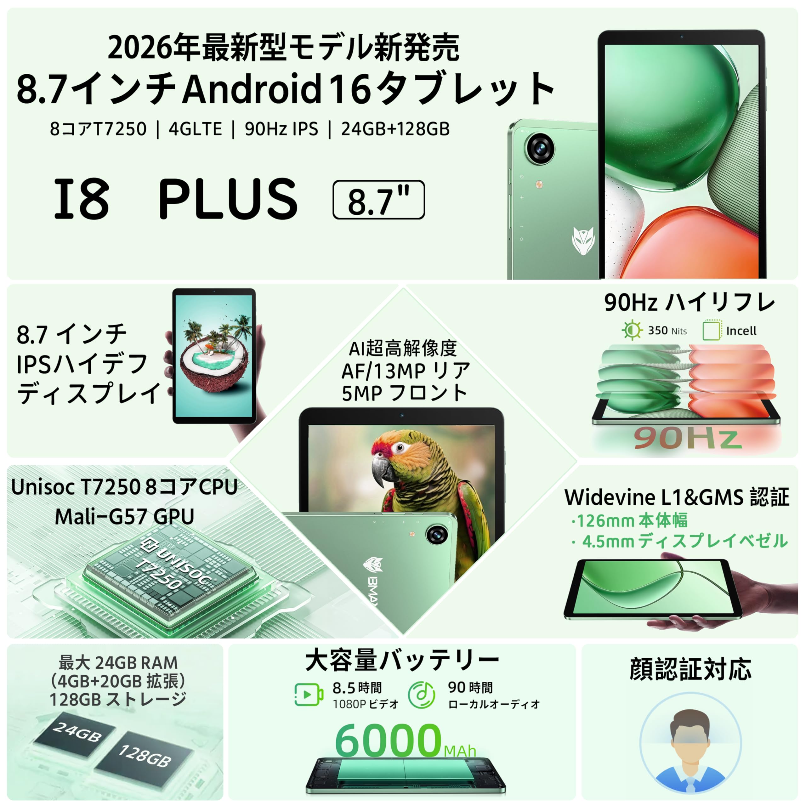 Amazon.co.jp: 【Android16 タブレット 】Bmax I8 Plus タブレット