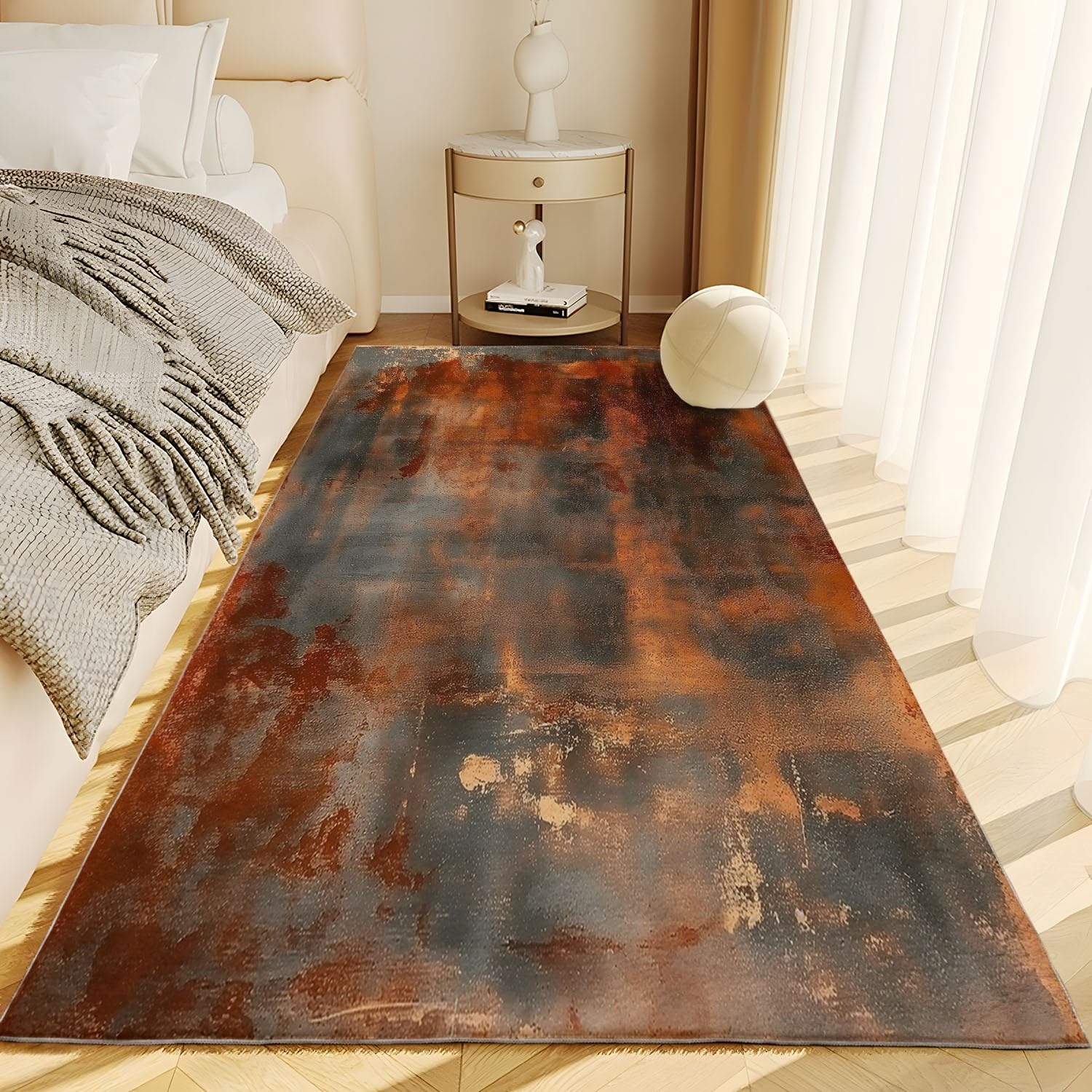 Tapis Rétro Peinture Abstraite Fond Industriel salon Moderne Grand Antidérapant à Poils Courts Doux Bureau Chambre 160x230 cm
