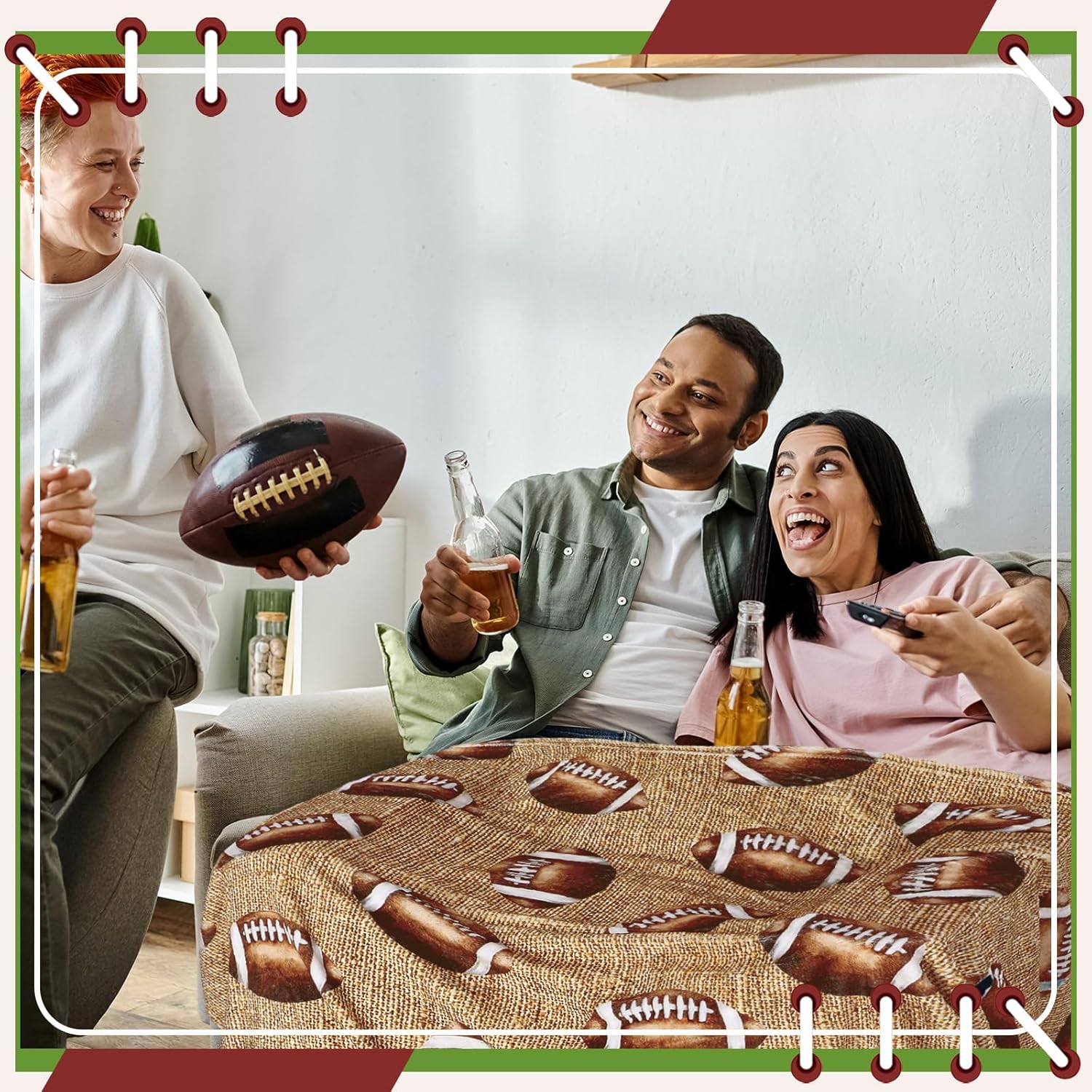 Reversible Football Throw Blanket Double Sided Ultra Plush Blanket for Football Lover Gift Birthday Party Decor Home Bed Sofa Couch, 60 x 50 Inch - Image 4