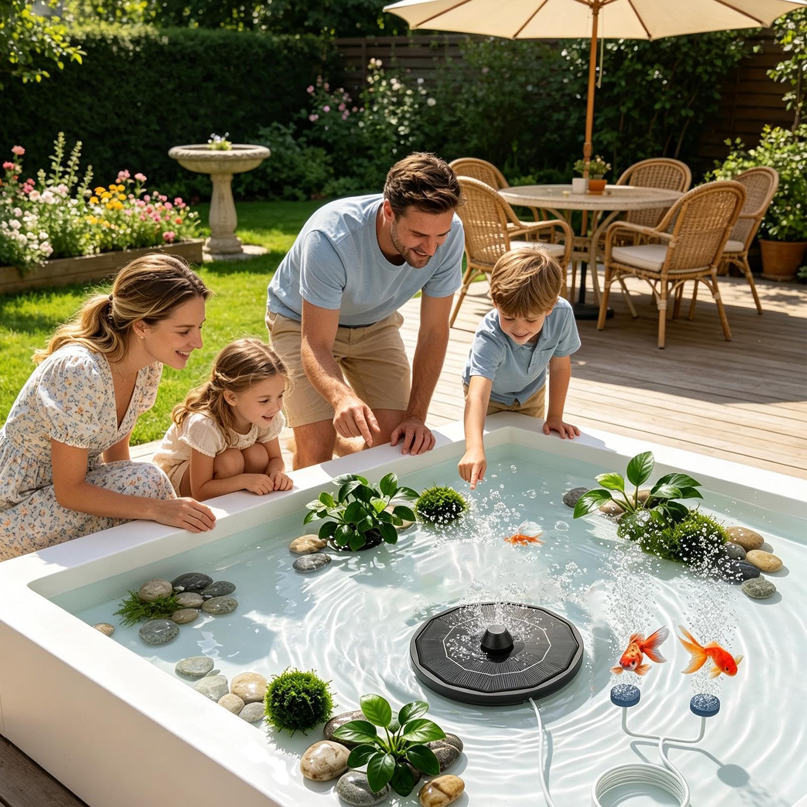 Aireador solar para peceras – Bomba de oxígeno flotante de 6 V/3,5 W con salida de aire | Aireador solar flotante ABS de 6 V con piedra de aire y tubo para pecera, estanque, baño de pájaros e hidroponía