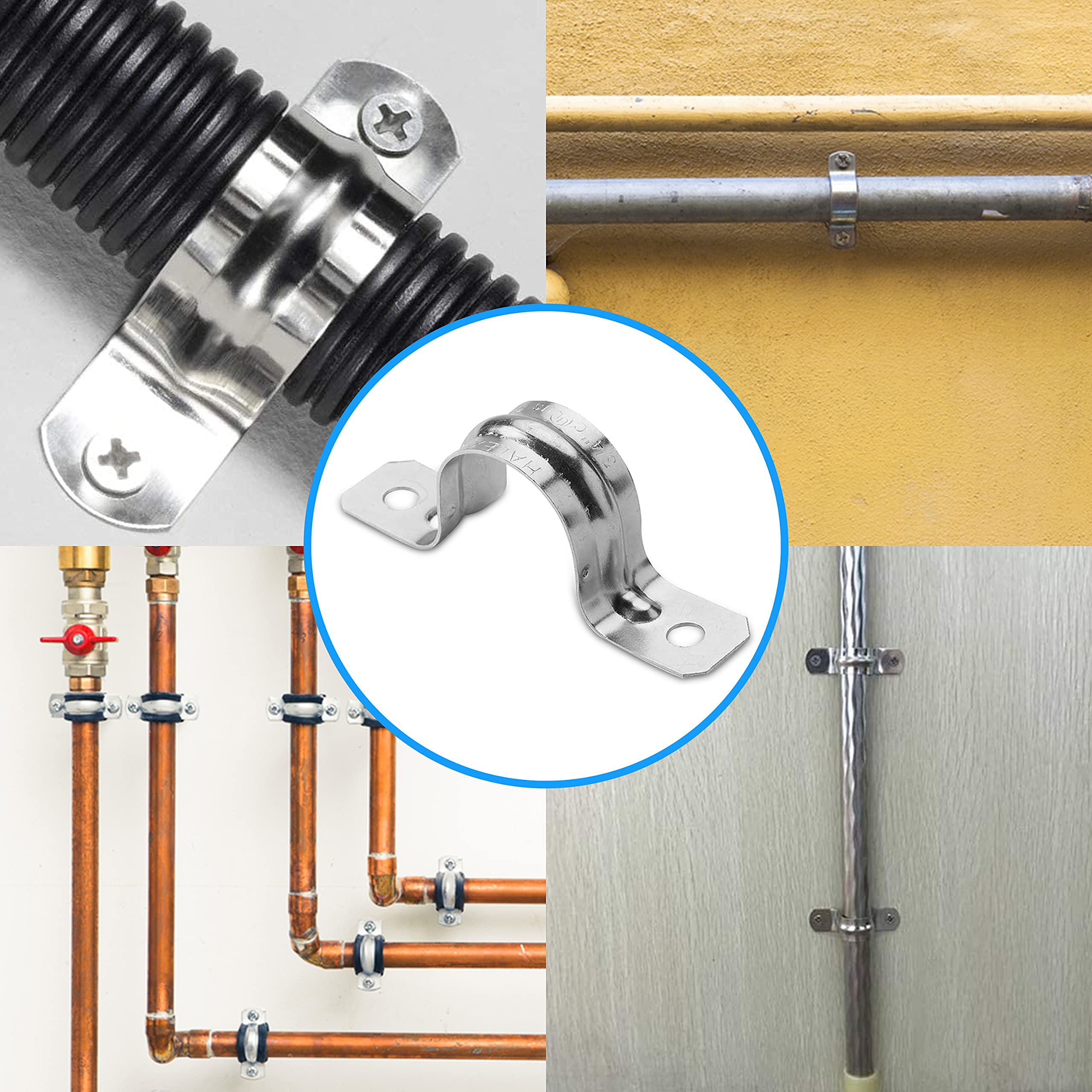 OhLectric Starre Rohrband-Klemmen – Verzinkter Stahl, 2-Loch, 3,8 Cm (1 1/4 Zoll), 20 Stück, Für Starre & IMC Rohre