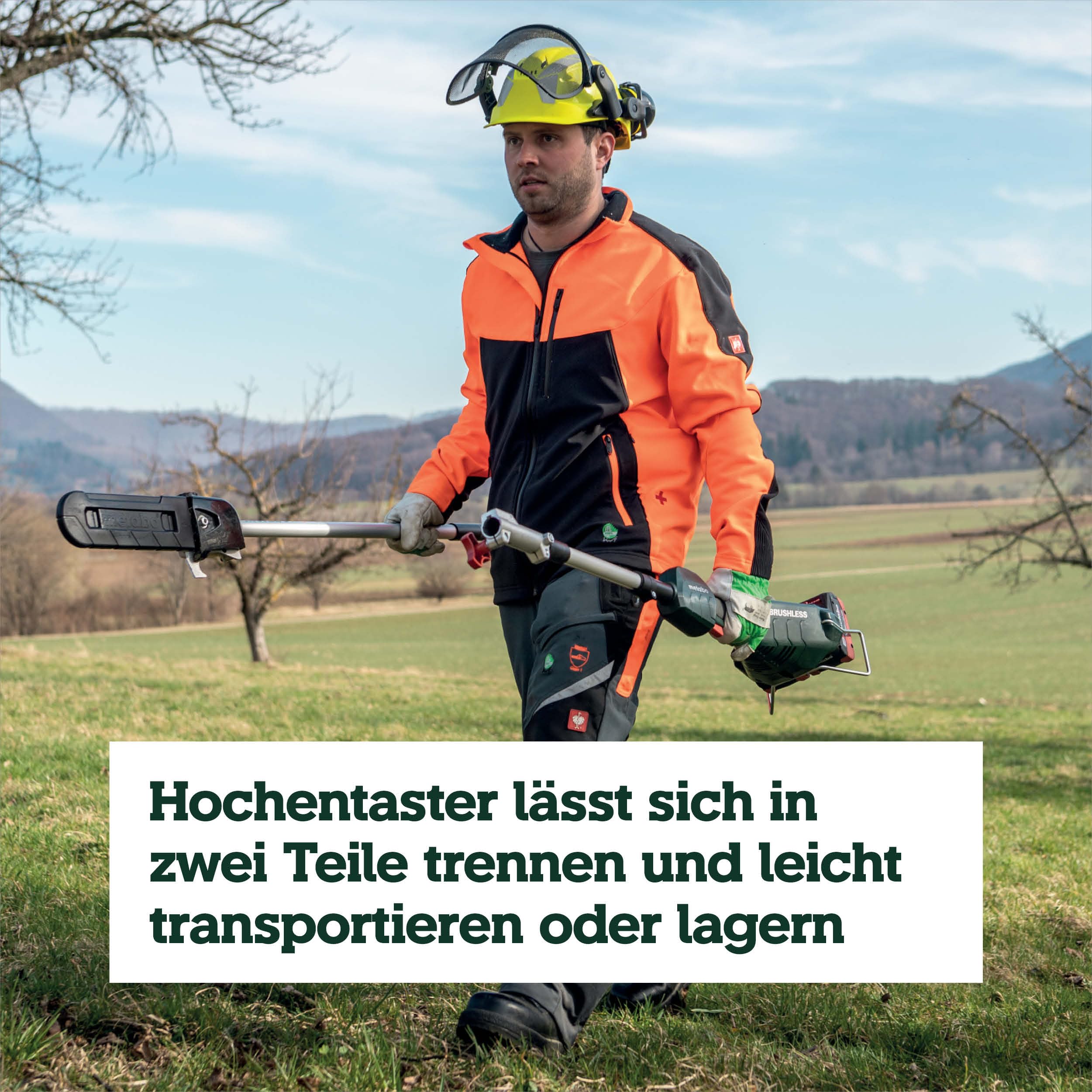 metabo Hochentaster-Aufsatz MA-MS 25, 25 cm Schiene, 18 m/s Kette | Passend für MA 36-18 LTX BL Q, automatische Kettenschmierung, Quick-Schnellkupplung, ohne Akku und Ladegerät