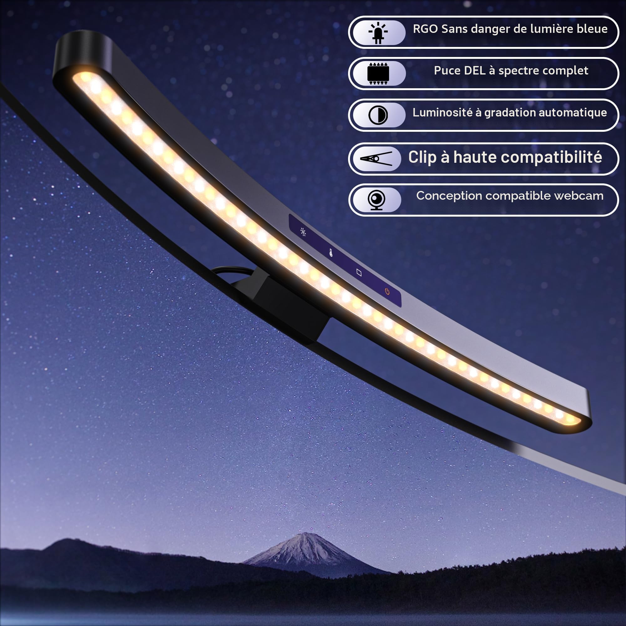 Quntis Lampe Écran PC Incurvé 45CM LED USB Monitor Light Bar avec Télécommande Double Réglage Gradation Automatique