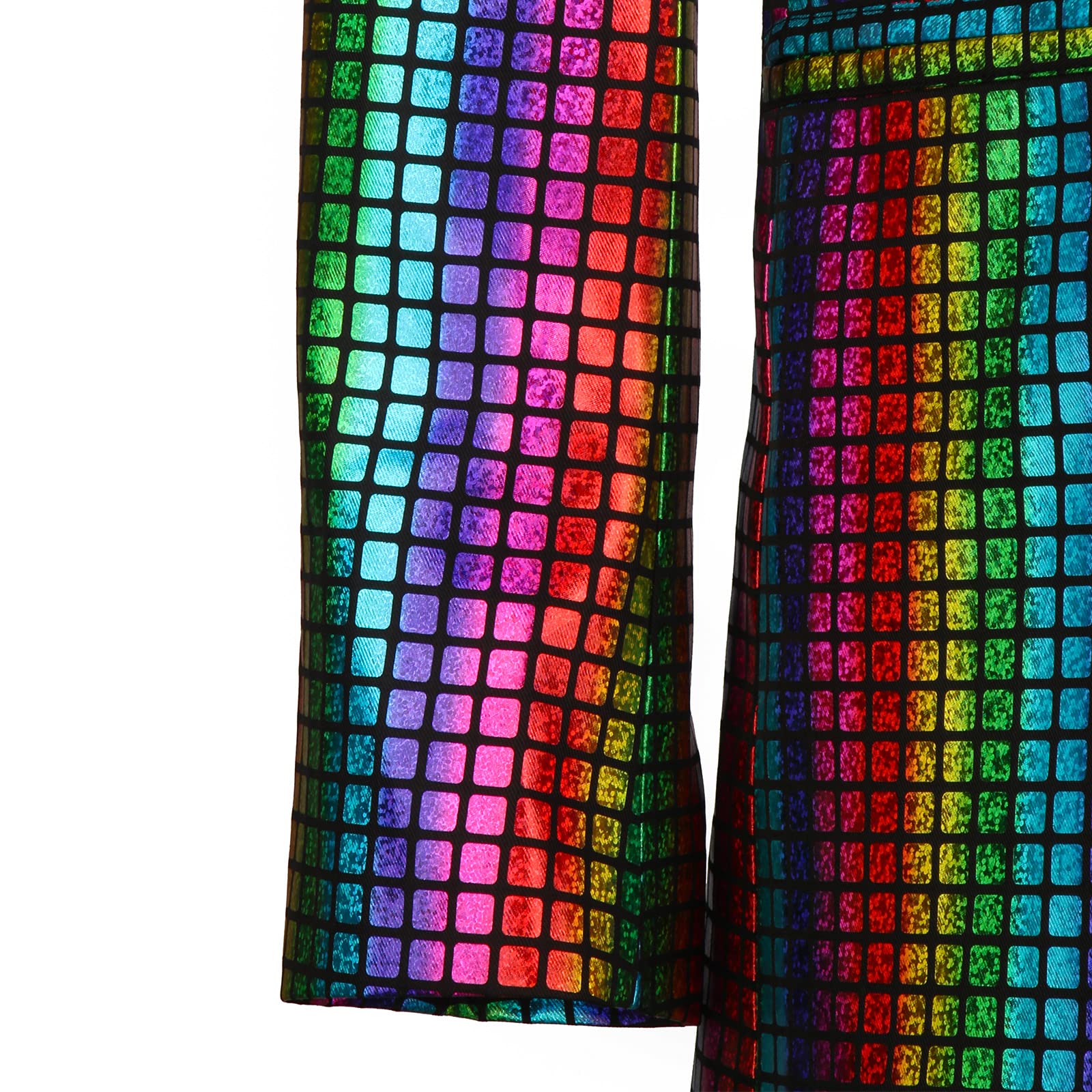 Funhoo Disfraz de fiesta de discoteca para hombre, metálico, 2 piezas, chaqueta, pantalones de manga larga de los años 70, traje de lentejuelas brillantes para Halloween, cosplay, carnaval, traje vintage