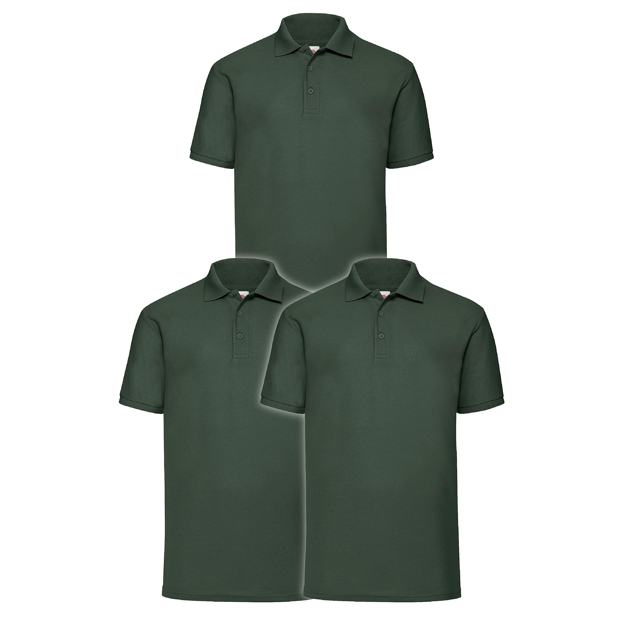 Fruit of the Loom Men’s Polo Shirt, Pack of 3 - Green - XX-Large