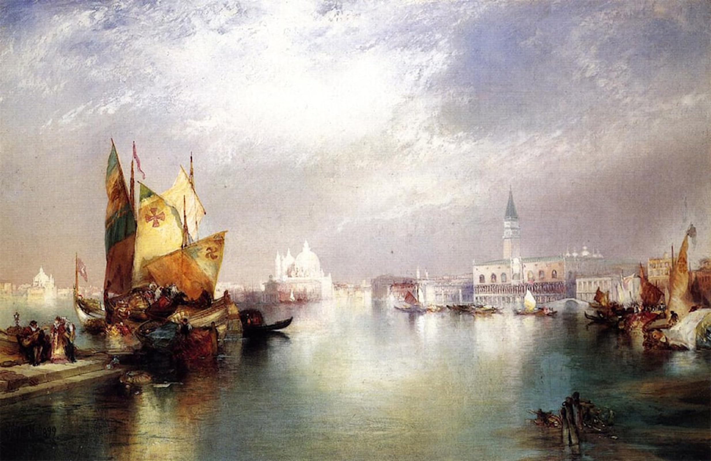SERENDIPITP Vintage Wall Art Canvas Nordic Poster Canvas Print Picture the Splendor of Venice by Thomas Moran Wall Art Poster for Home Decor 60x90cm