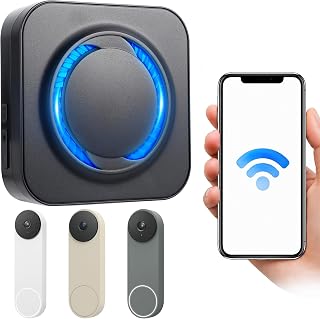 Timbre inalámbrico inteligente para timbres con vídeo Google Nest | Funciona con Google Home, fácil de configurar, Wi-Fi de 2,4 GHz, 32 melodías, 5 volúmenes, sin cableado, sin límite de alcance, para hogar/oficina/tienda grande