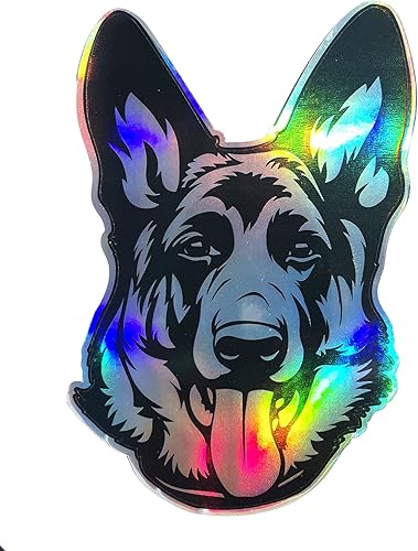 Miniatura 1 de WickedGoodz Calcomanía de vinilo holográfico de pastor alemán, calcomanía para parachoques de raza de perro, calcomanía para dueño de perro pastor,