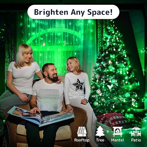 Miniatura 10 de PREXTEX Luces de Navidad (40 pies, 200 luces), luces blancas transparentes para árbol de Navidad con cable verde, tira de luces para interiores y