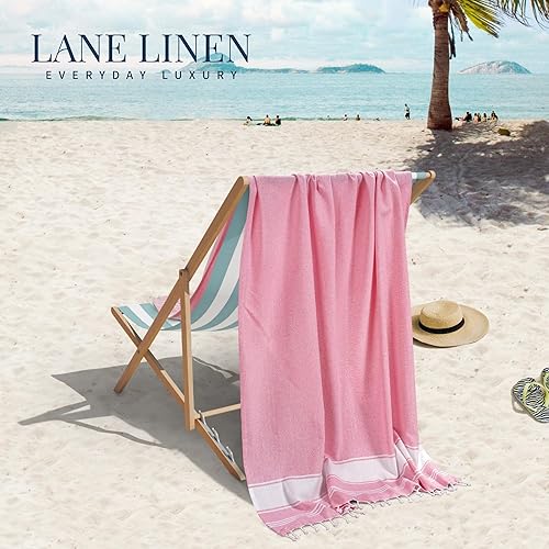 Miniatura 5 de LANE LINEN - Paquete de 2 toallas de gran tamaño, para playa, grandes, prelavadas, sin arena, toalla de viaje, secado rápido, 39 x 71 pulgadas, rosa