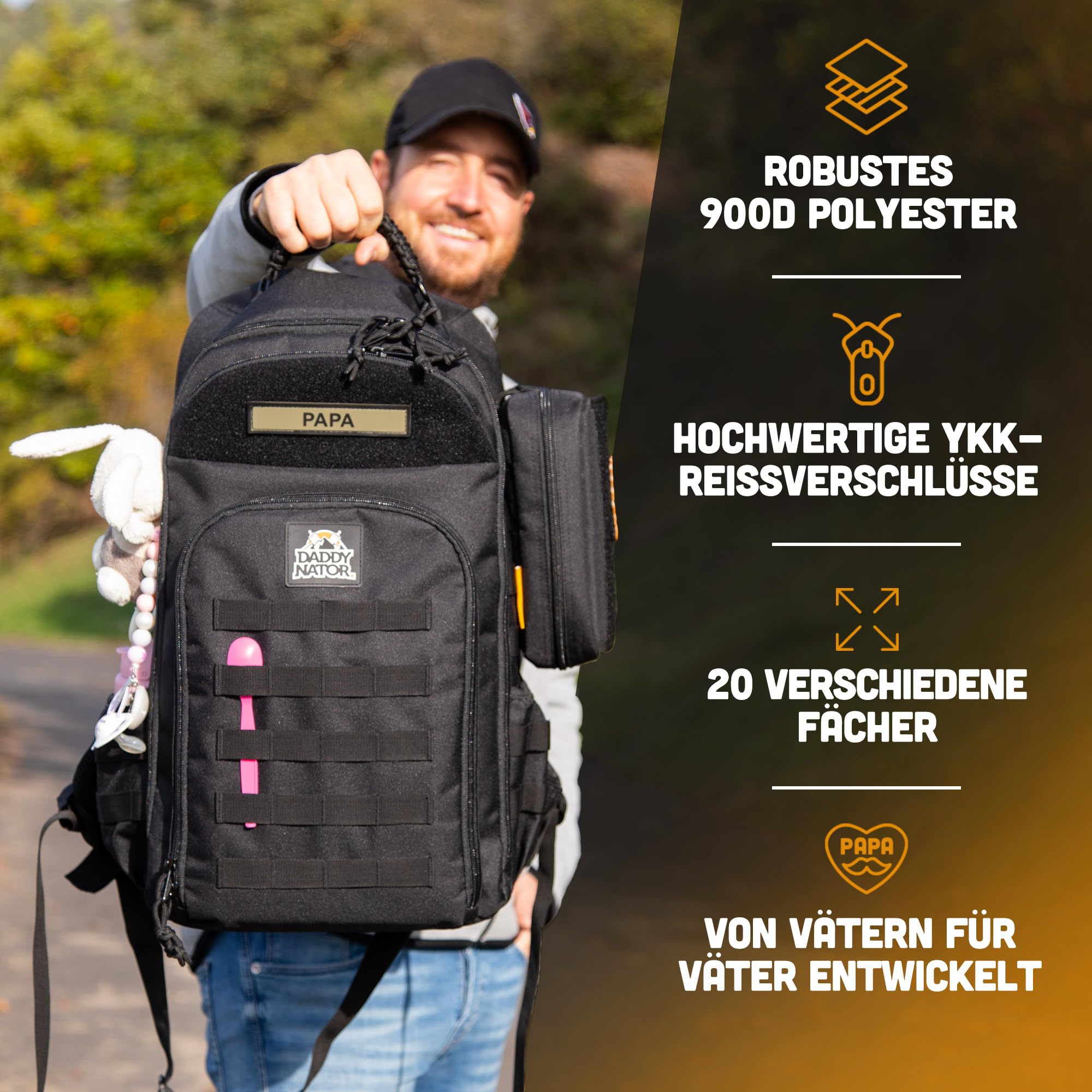 BIG Arnold Sac à dos à langer pour papas avec matelas à langer avec organiseur pour lingettes humides et organiseur pour accessoires | Ensemble complet, Noir , BIG ARNOLD