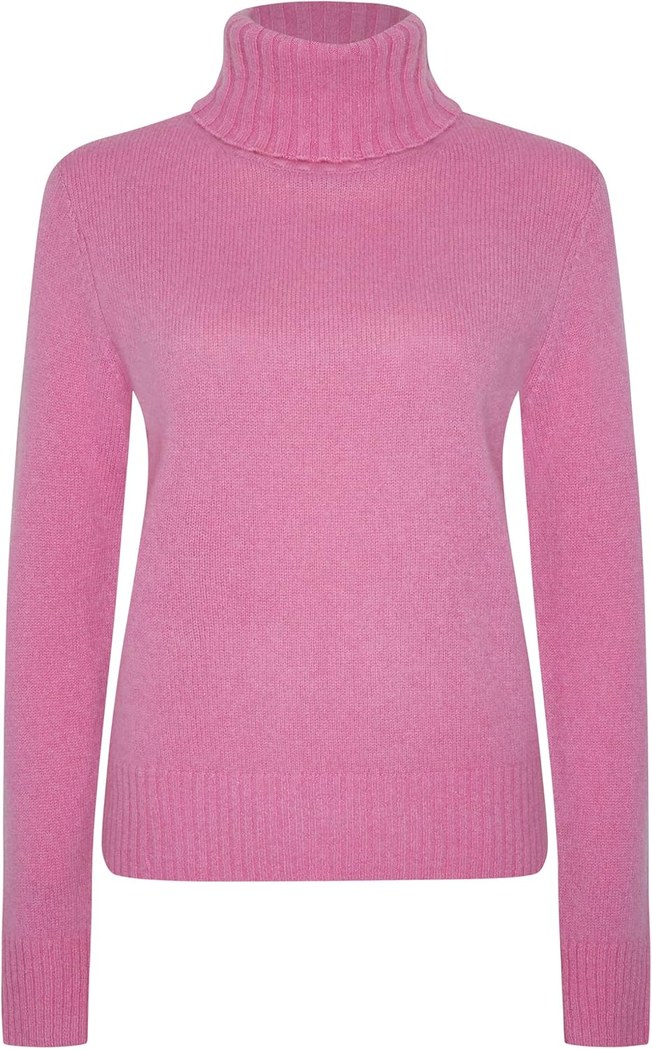 Style & Republic Women's 100% Cashmere Turtleneck Sweater, Regular Fit, Premium Knit Jumper for Autumn, Winter and Spring, Candy Pink, Large - Image 3