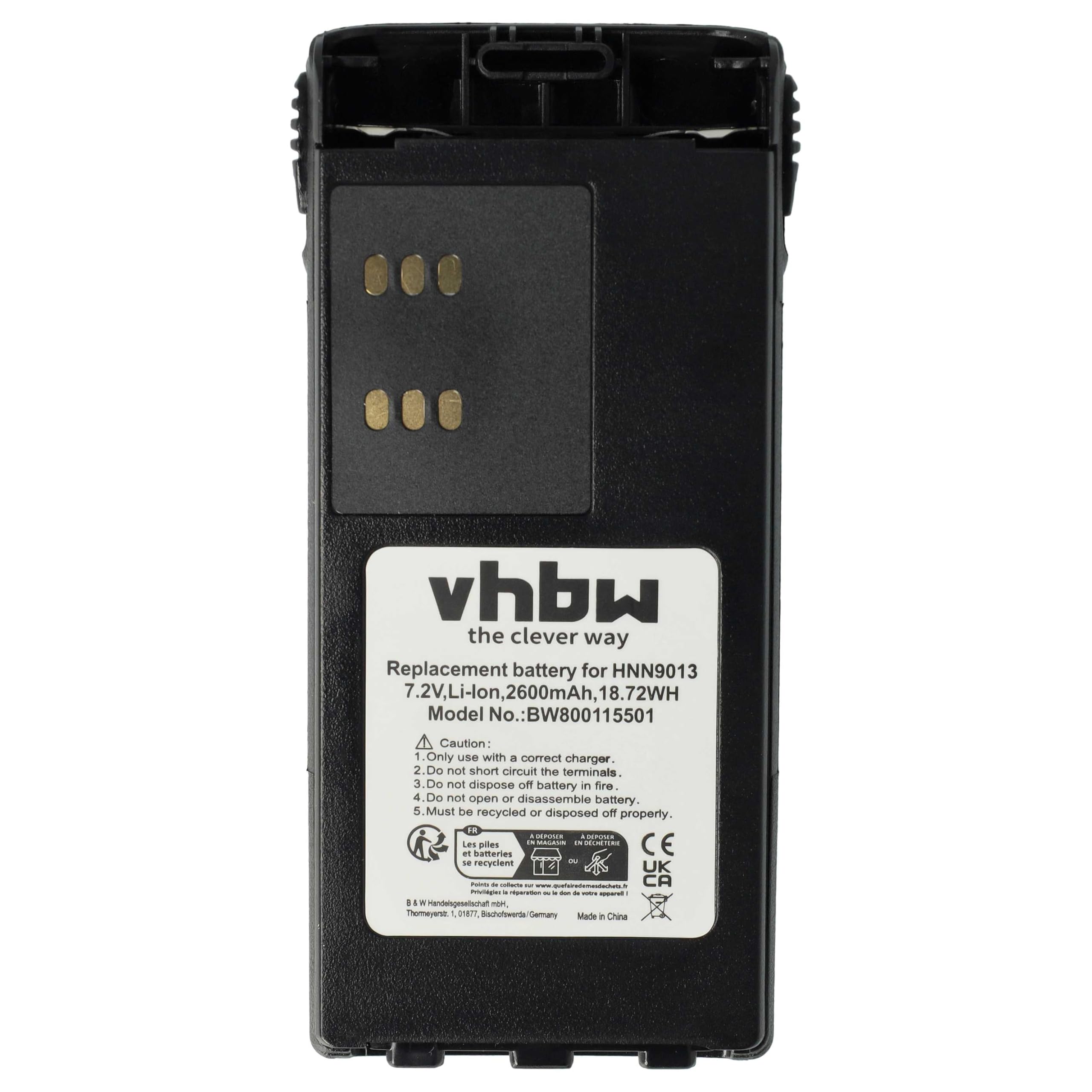 vhbw Batterie Compatible avec Motorola GP140, GP320, GP328, GP338, GP340, GP360, GP1280, GP240, GP280 Radio Talkie-walkie (2600mAh, 7,4V, Li-ION)
