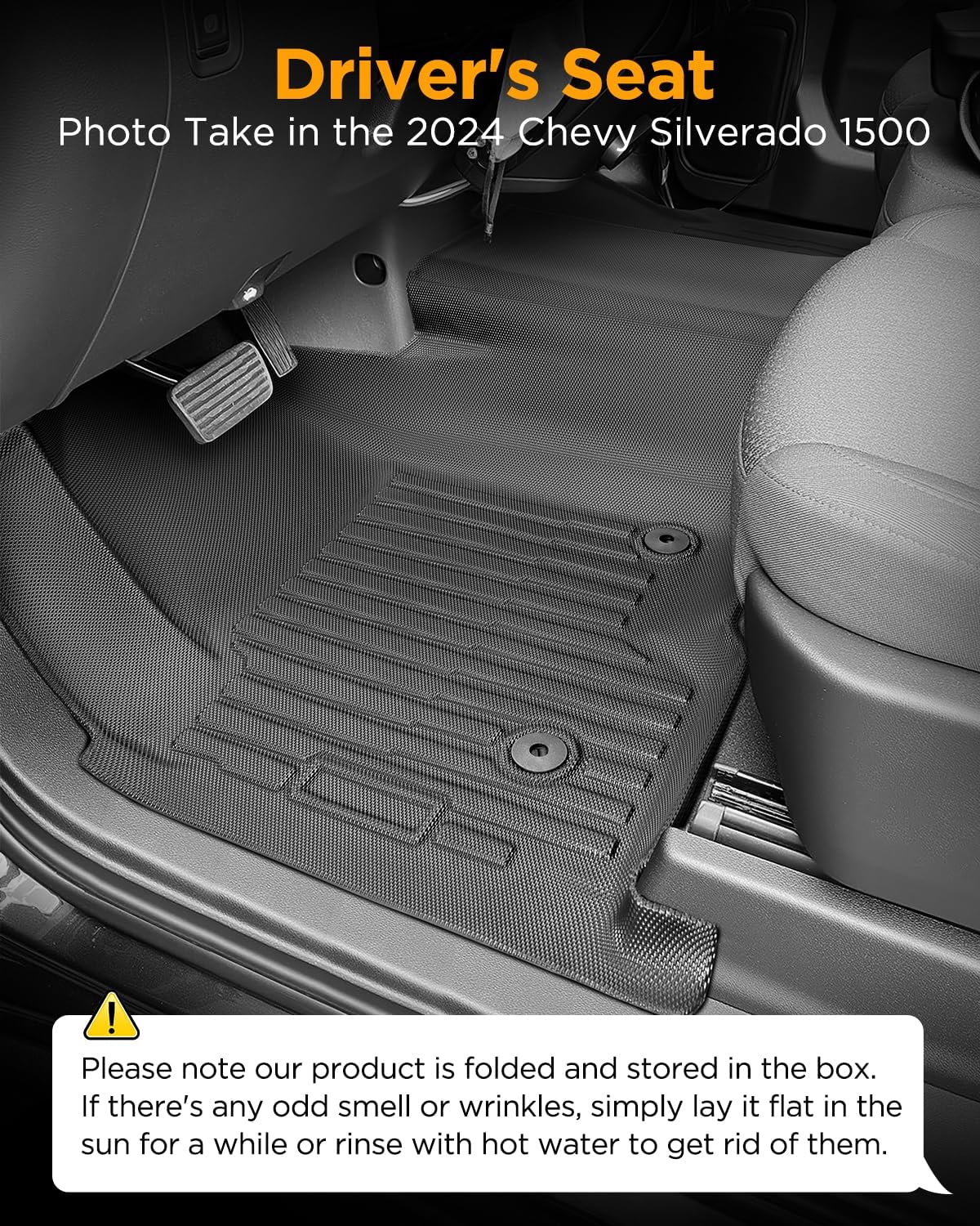 for Chevy Silverado & GMC Sierra 1500/2500HD/3500HD 2019-2025 2026 Crew Cab (with 40-20-40 Bench Seat) Floor Mats Carpet Liner All Weather TPE Mats for Chevrolet Silverado 2020 2021 2022 2023 2024 - Image 3