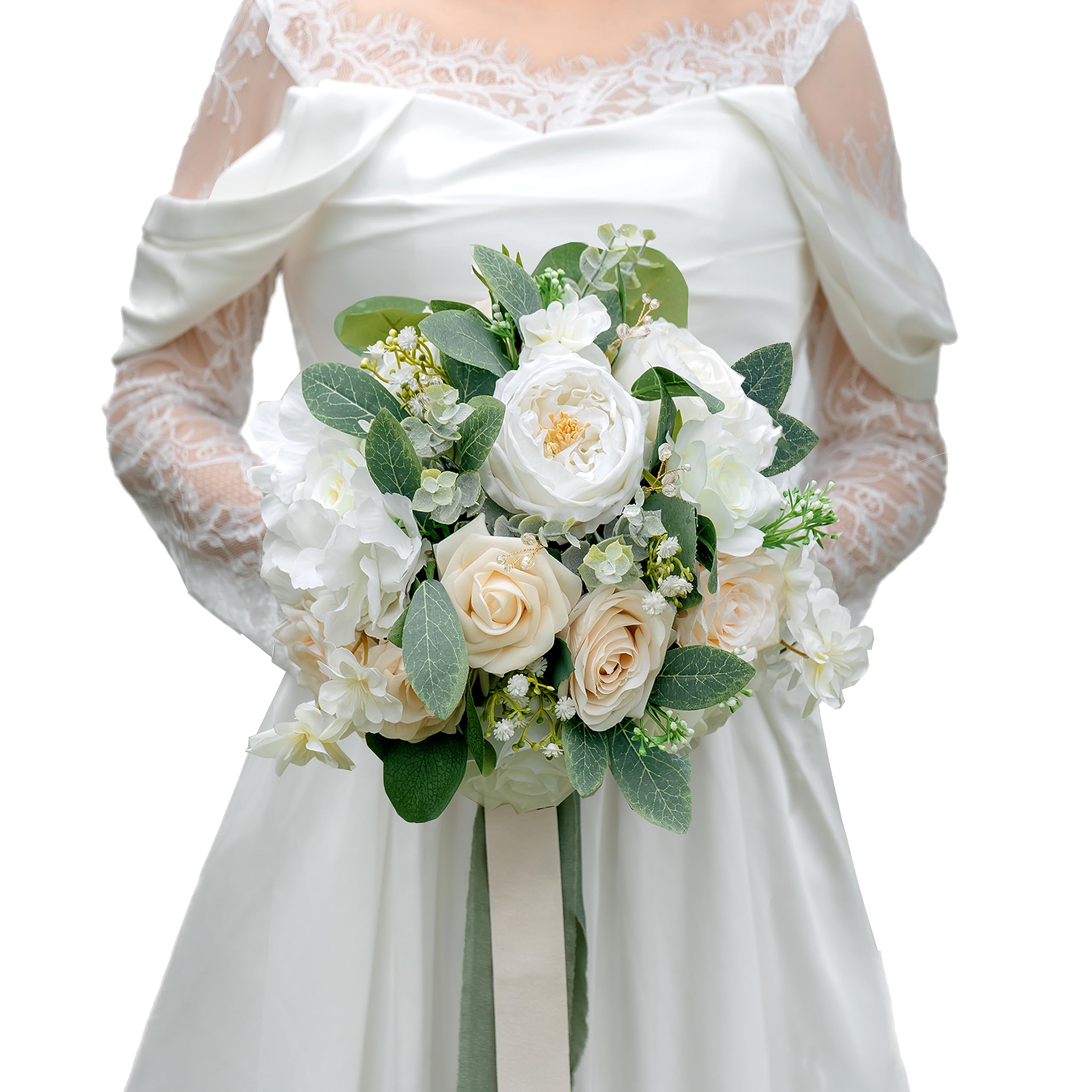 Amazon.com: BENCENTRE 10 Inch White Bridal Bouquet,Wedding Bouquet