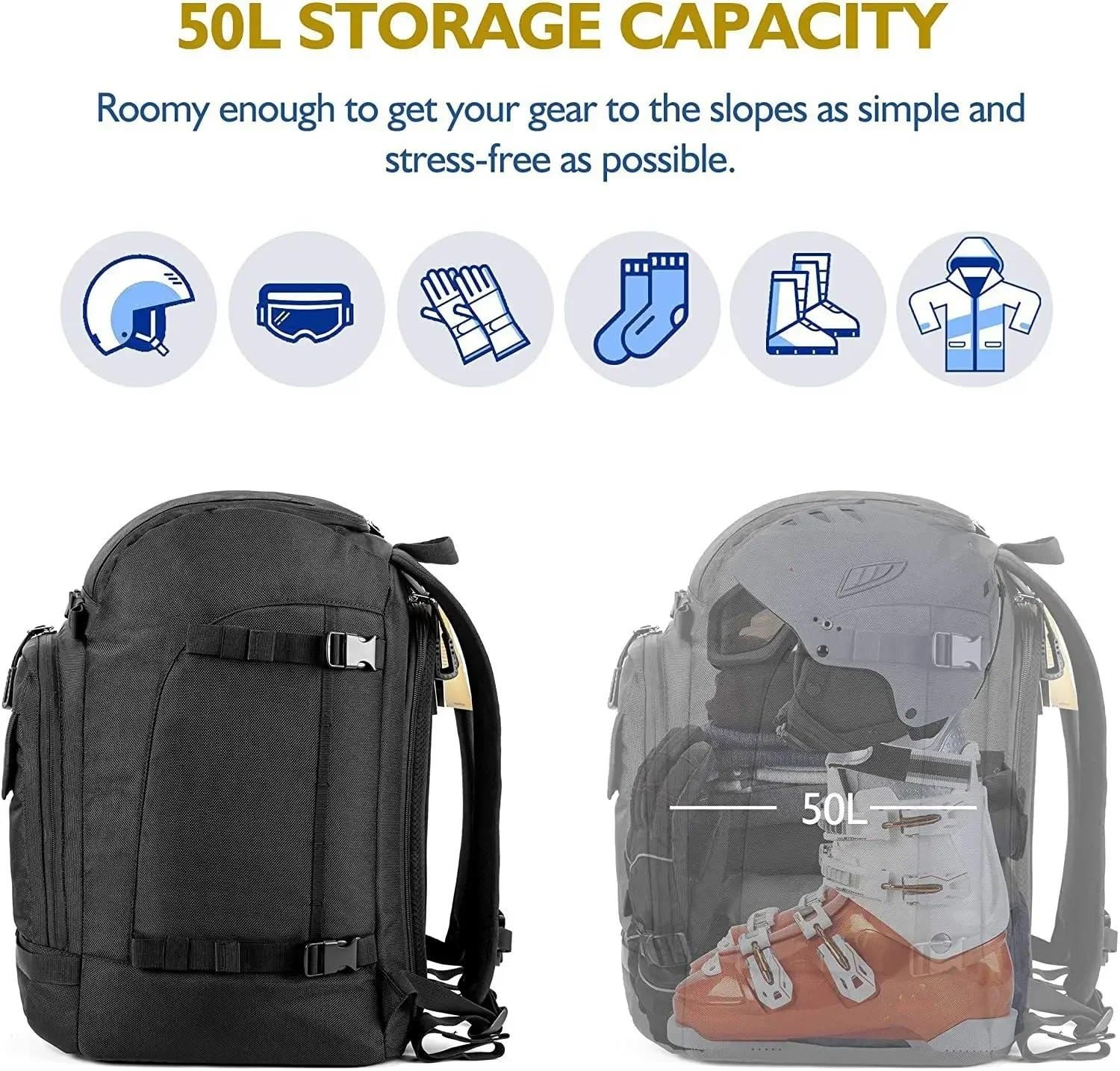 Attrezzatura da Sci Borsa per Scarponi da Neve in Nylon Impermeabile Borsa per Guanti Borsa per Attrezzatura da Sci Zaino Borsa Sportiva Borsa per Scarponi da Sci