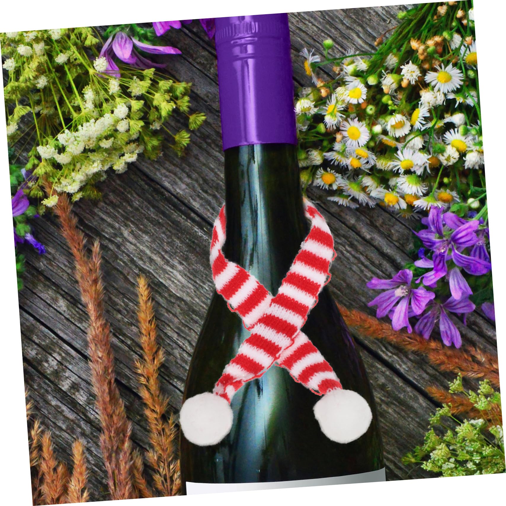 6 Pezzi mini sciarpa natalizia sciarpa per mini sciarpe natalizie lavorate a maglia plaid della bottiglia