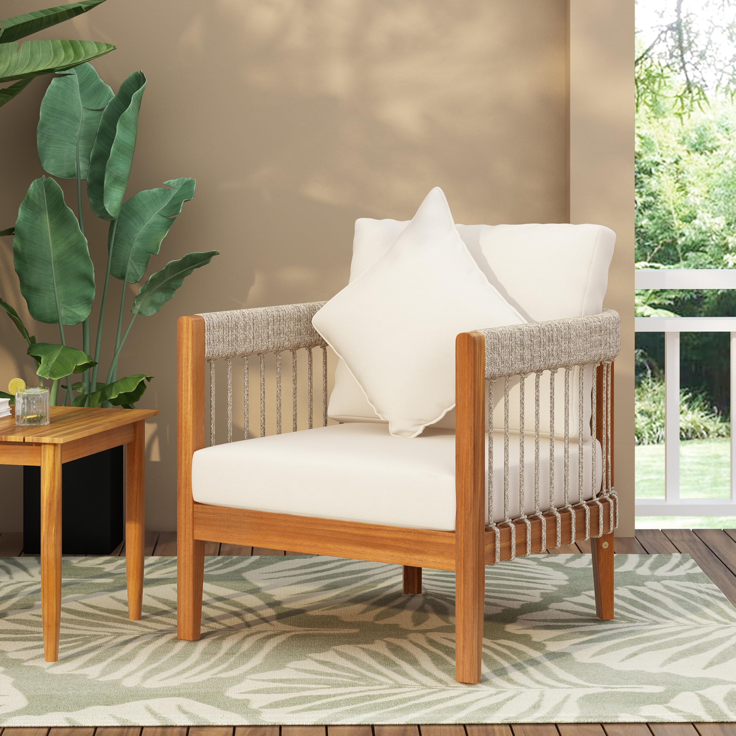 Snapklik.com : Merax Outdoor Acacia Wood Club Chair