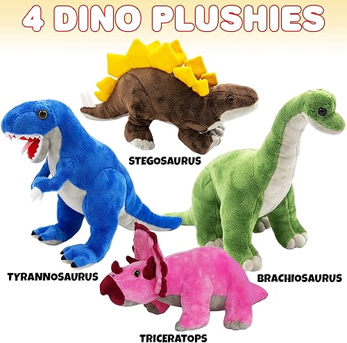 Miniatura 2 de ArtCreativity Animales de peluche de dinosaurio para niños, juego de 4, dinosaurios de peluche para niños y niñas a partir de 3 años, animales de