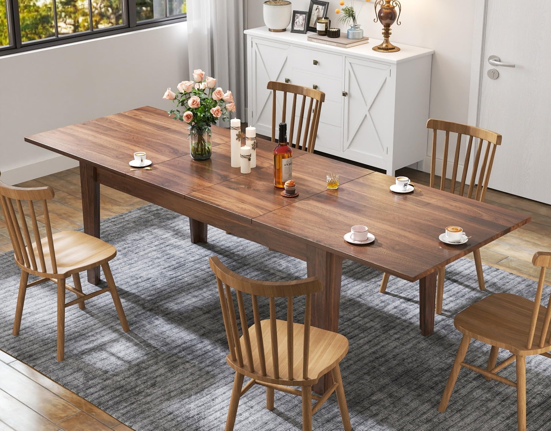 ダイニングテーブル kikiki Amazon.com - KEIKI 30”-88.4”L Extendable Foldable Dining