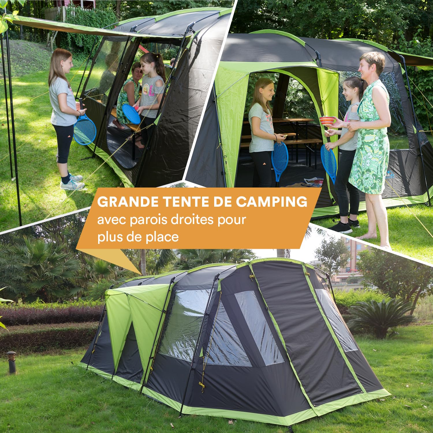 Skandika Tente Tunnel Nordland pour 4 Personnes | Tente avec Sol Cousu, étanche, Colonne d'eau 5000 mm, Hauteur 2 m, moustiquaires, avec/sans Sleeper Technology | Tente de Camping familiale