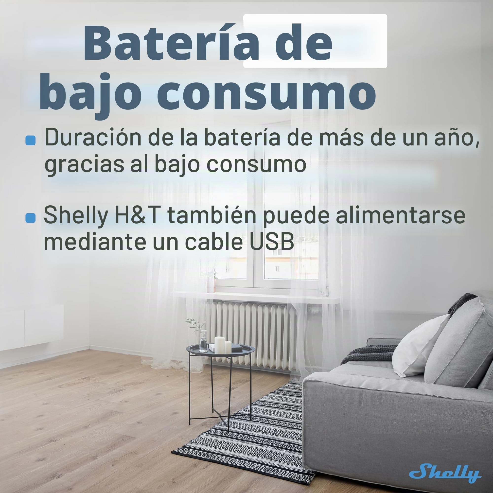 Shelly H y T detectan el estado de temperatura y humedad, configuración con aplicación Shelly, Negro