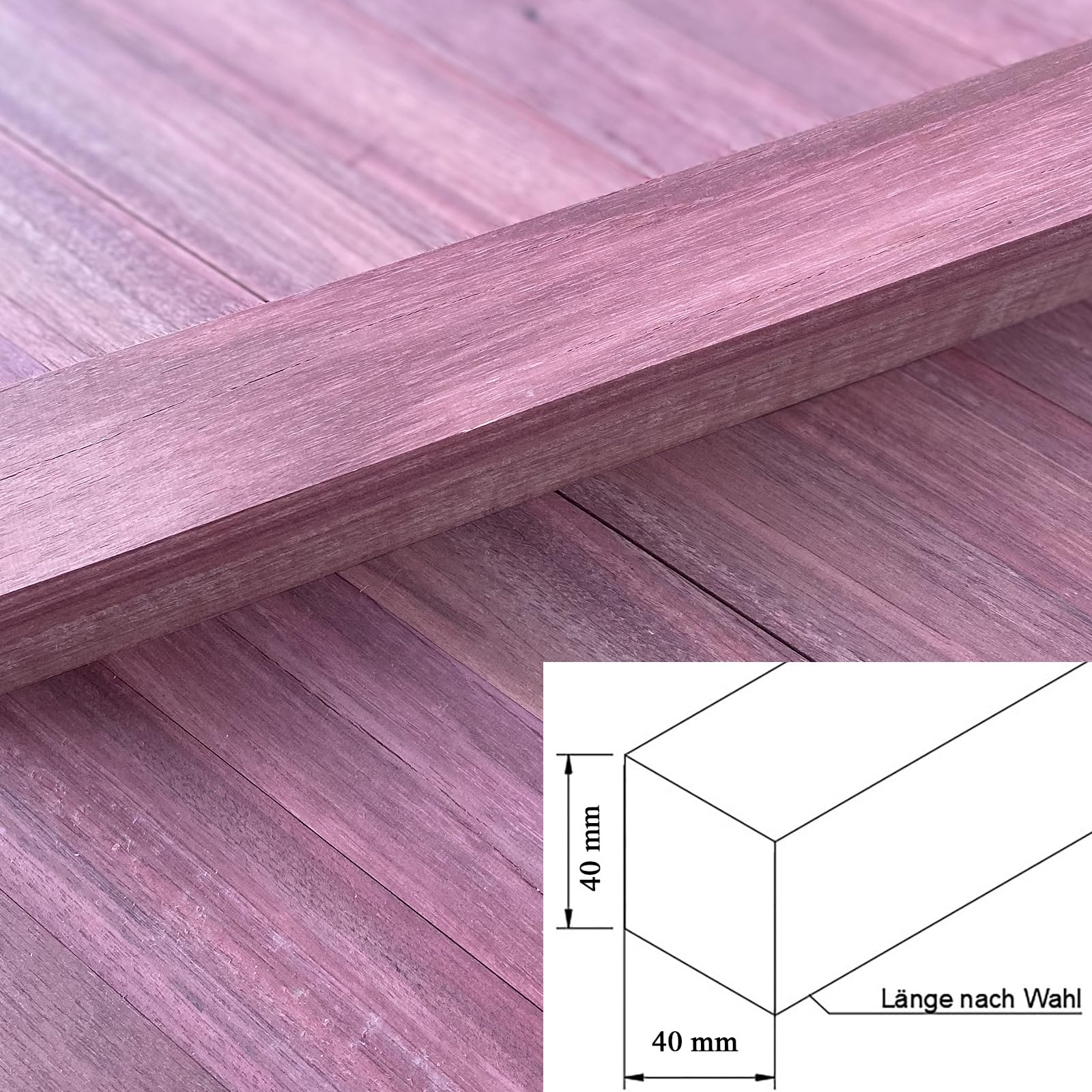 ECI Purple Heart Amaranth - Ripiano 40 x 300 mm, in legno di tornitura, suono viola, legno