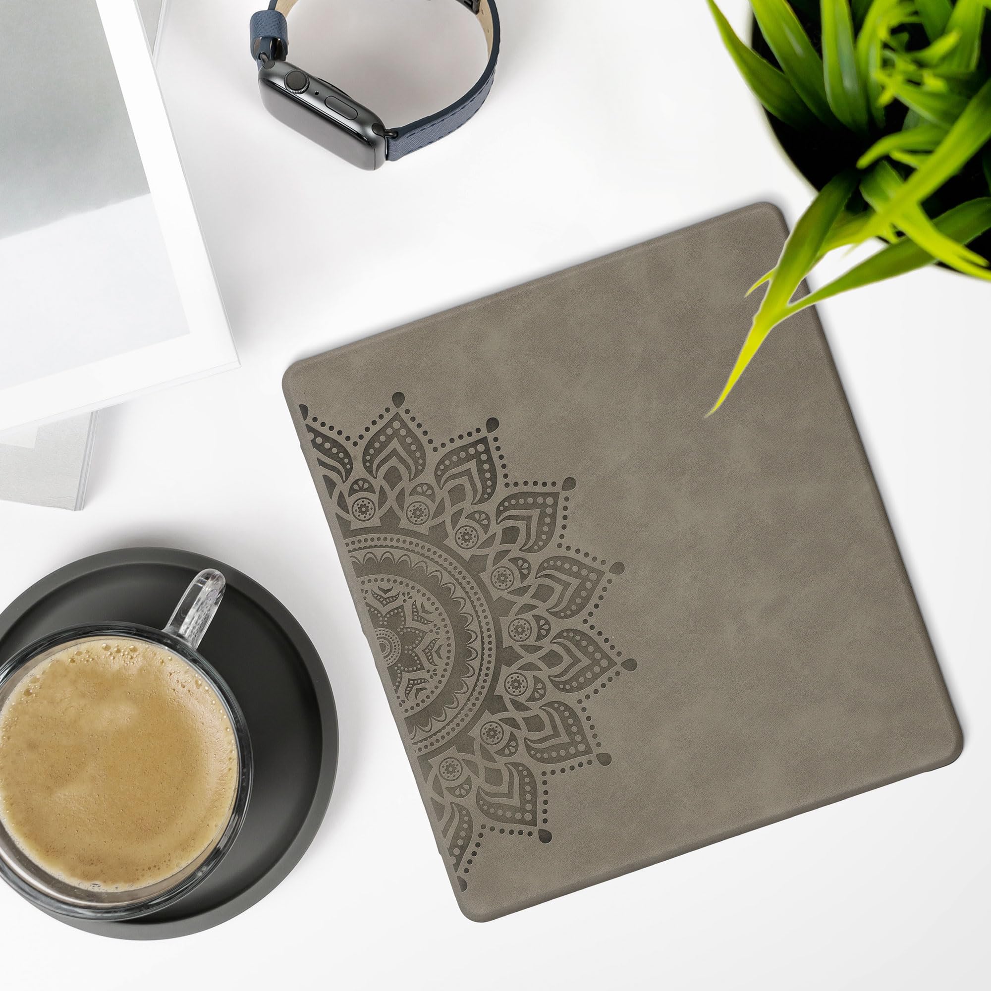 kwmobile Carcasa Compatible con Amazon Kindle Scribe (2022/2024) Funda - Funda con Tapa magnética de Cuero sintético - Gris