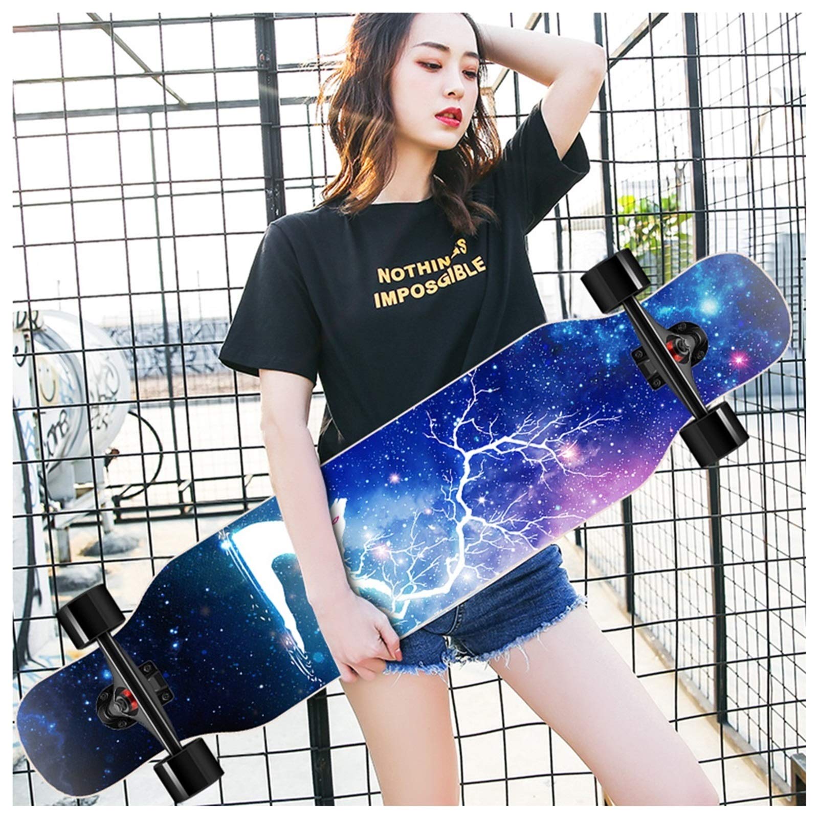 Skateboard pour croisière, Freestyle, Descente, Danse, Longboard Haut de Gamme, 42 Pouces de Long, Skateboard pour Filles et garçons, Skateboard Cruiser pour Adolescents, Adult