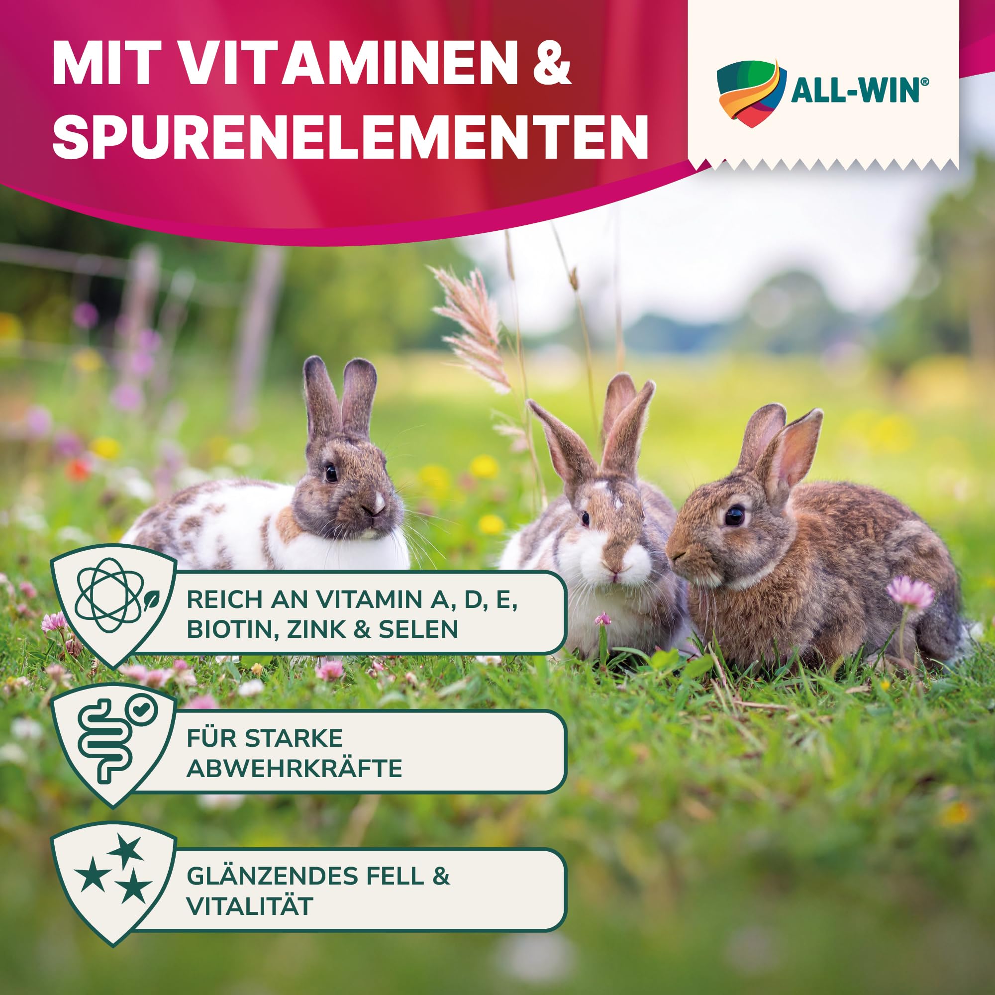 ALL-WIN AromKanin Kaninchenfutter für Zuchttiere 25 kg | Unterstützt Fruchtbarkeit, Milchleistung & Vitalität | Mit Kräutern, Vitaminen & Mineralstoffen | Hoher Energie- & Proteingehalt