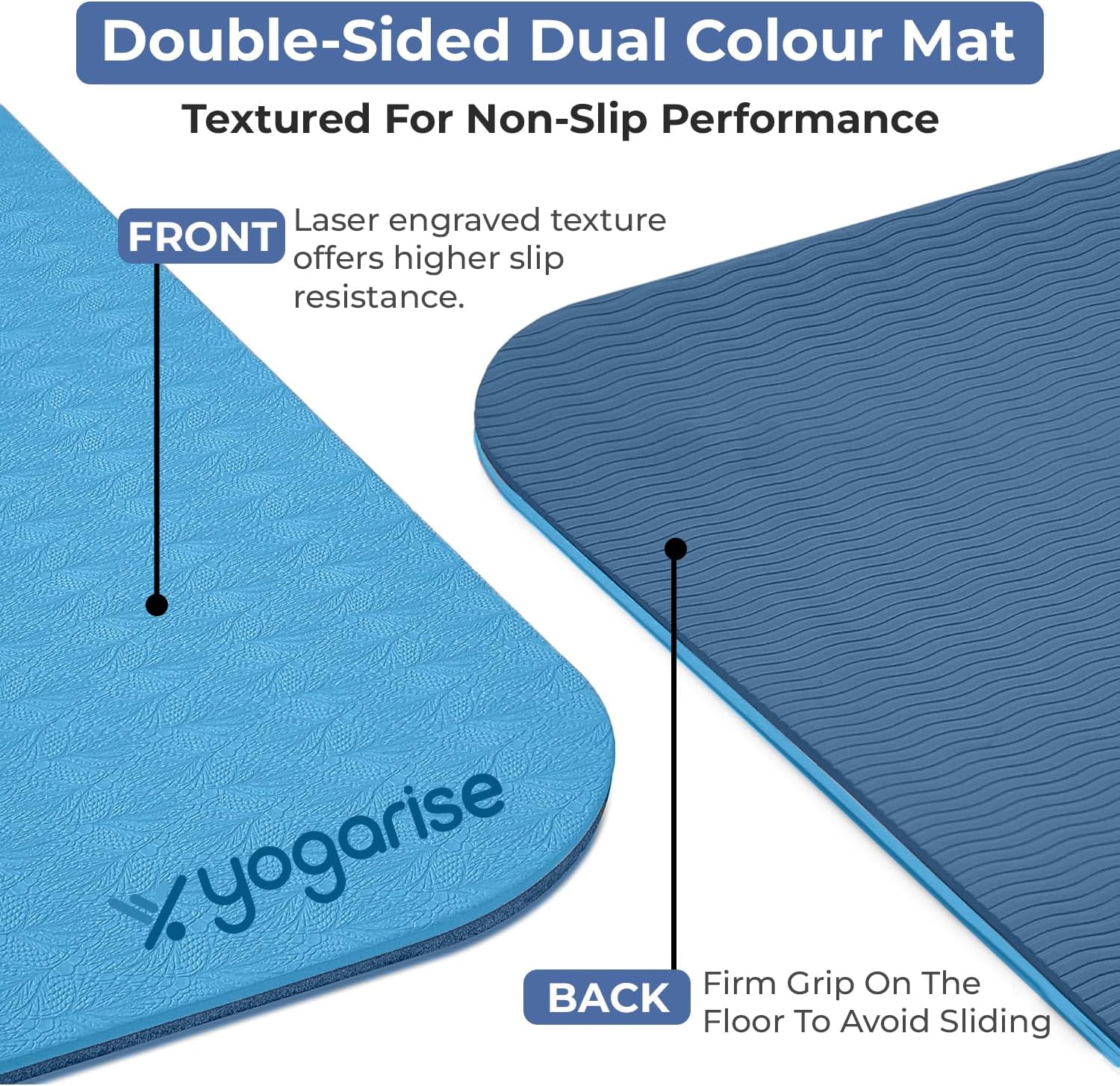 6mm Dual Yoga Mat with Bag & Strap, Yoga Mat for Women & Men, Premium TPE Material Extra Thick Exercise Yoga Mat for Workout, Yoga, Fitness, Exercise Mat Anti Slip Mat, Yoga Mat Gym Mat