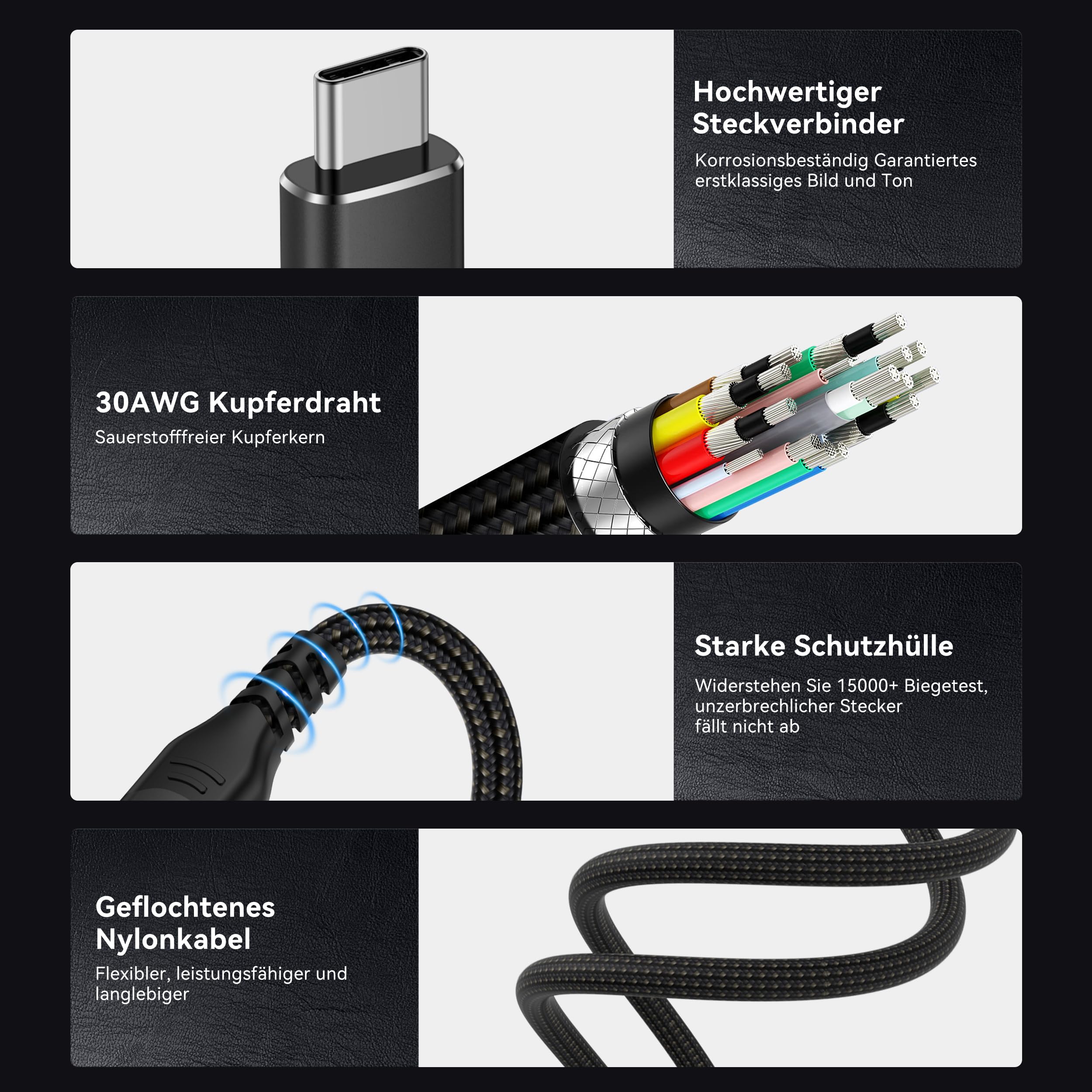 USB C Thunderbolt 4 kabel 40Gbps, szybkie ładowanie 100W kabel danych USB 4, 8K@60Hz kabel USB C na USB C do MacBook, stacji dokującej, PSSD, iPhone 16, laptopa, Android Auto, eGPU, 1,5m