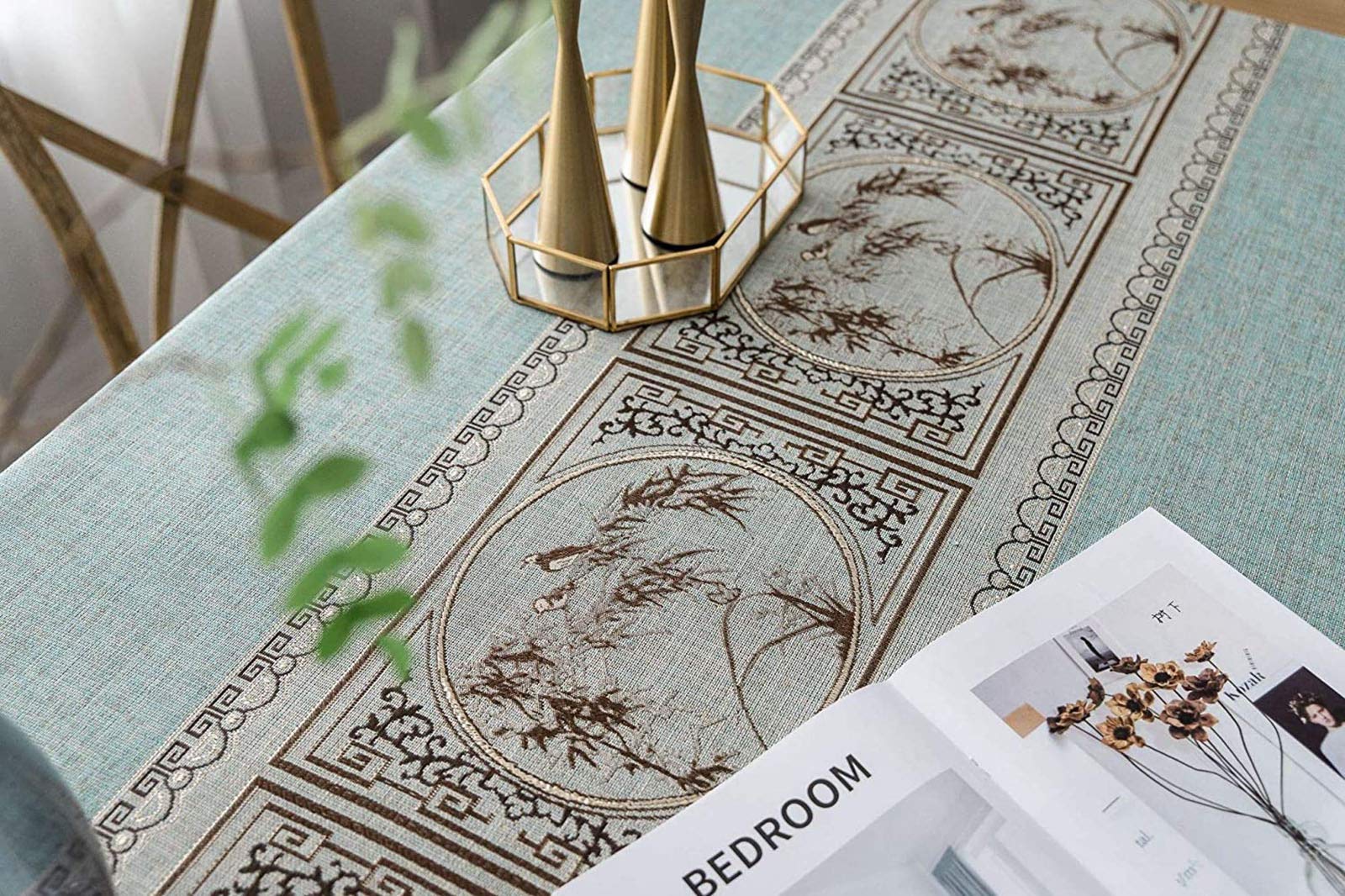 Tovaglia Tovaglia, Stile Fresco e Artistico Biancheria da Tavola in Cotone e Nappe Tovaglie Rettangolari per Tavolino da Salotto, Aspetto Lino Facile da Cura Lavabile, 140x240cm(55x94inch)