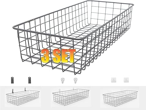 Amazon 3セット 壁掛けバスケット 収納用 ワイヤーバスケット 整理用 壁取り付け ワイヤーバスケット 棚 整理 装飾 寝室 農家 キッチン バスルーム パントリーに ドア上オーガナイザー 工業グレー キッチン収納 オンライン通販 Amazon 3セット 壁掛けバスケット 収納用 ワイヤーバスケット 整理用 壁取り付け ワイヤーバスケット 棚 整理 装飾 寝室 農家 キッチン バスルーム パントリーに ドア上オーガナイザー 工業グレー キッチン収納 オンライン通販