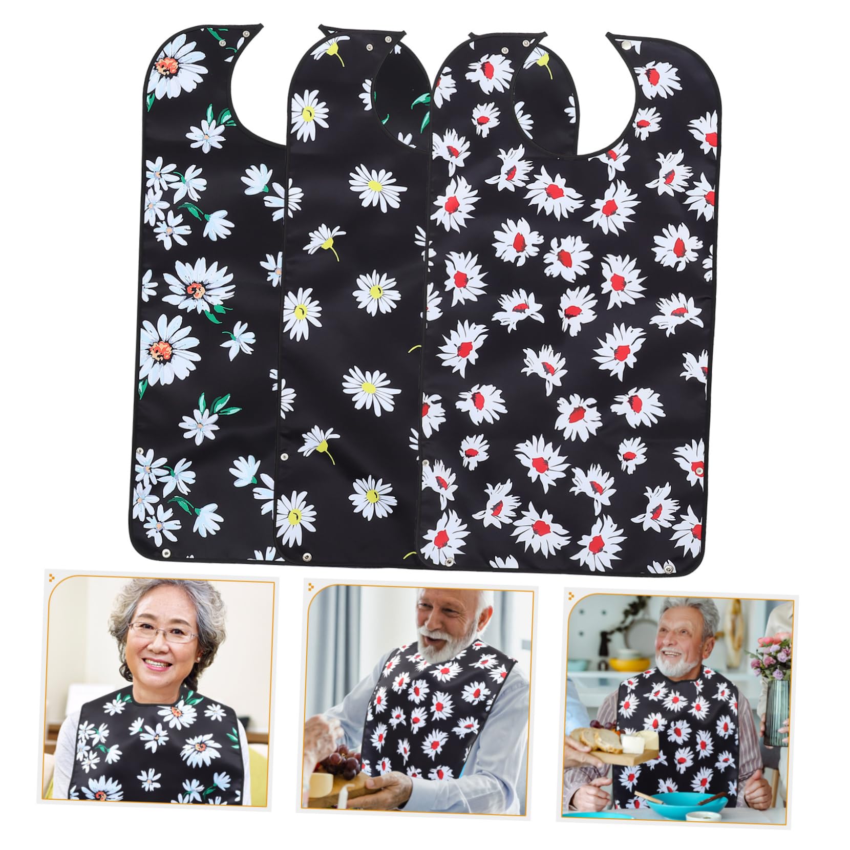 3 Stück-pack Polyester Lätzchen für Erwachsene mit Leichtem Material und Schutz für Empfindliche Kleidung für Senioren und Alltag