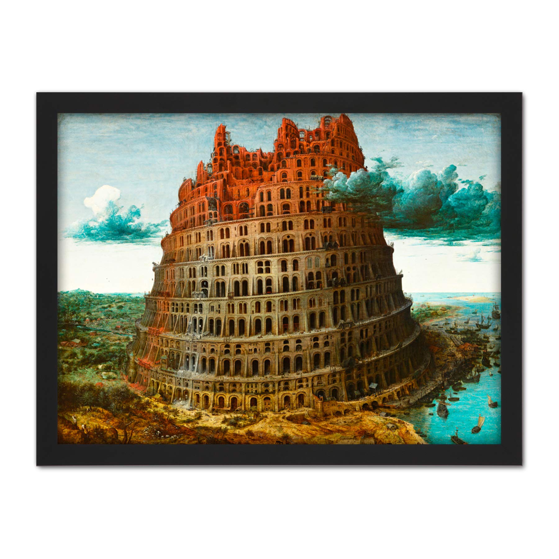 Pieter Bruegel The Elder The Tower Of Babel Rotterdam Large Framed Art Print Poster Wall Decor 18x24