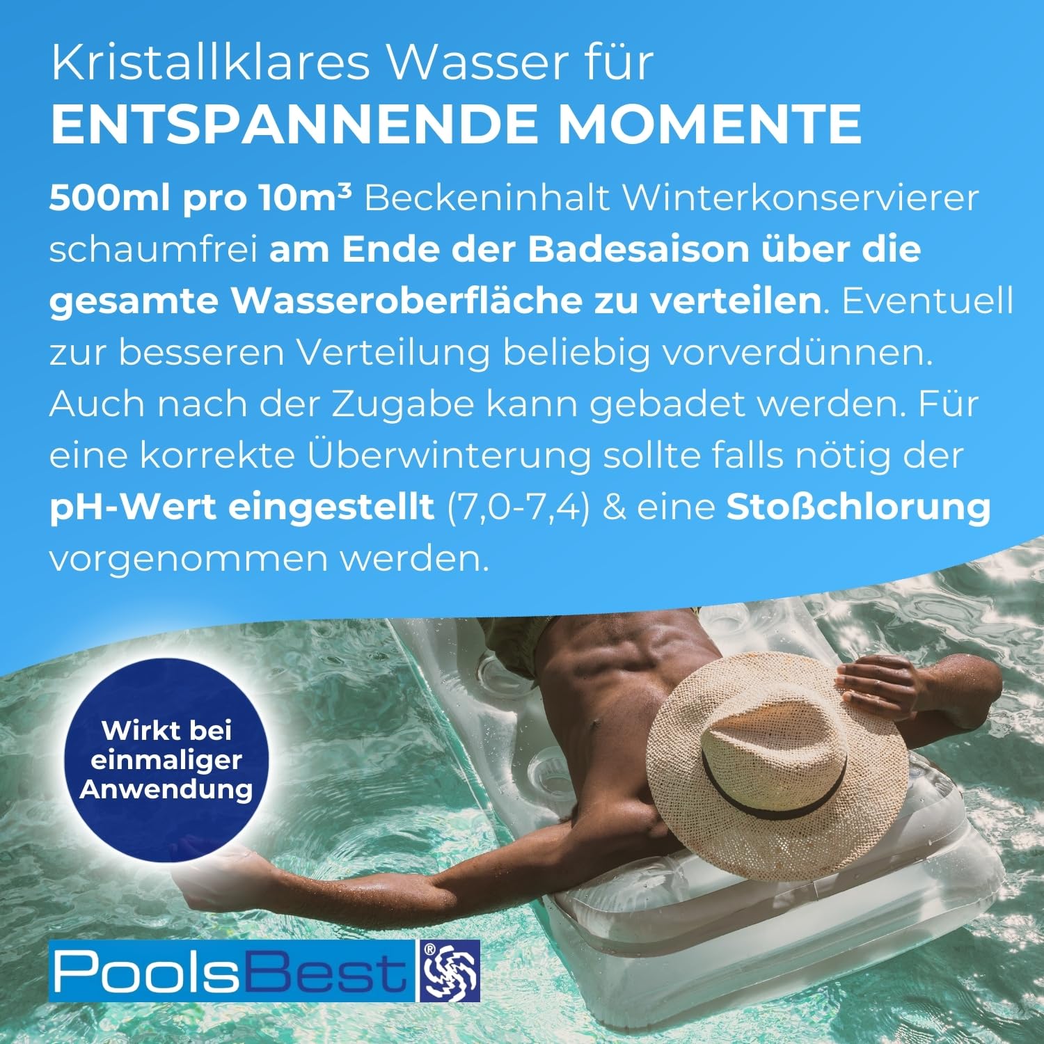 PoolsBest Pool Überwinterungskonzentrat 5L I hochkonzentriertes Wintermittel für Pools I schaumfreies Überwinterungsmittel I ideal zum Winterfest-Machen von Poolwasser I Pool Überwinterung