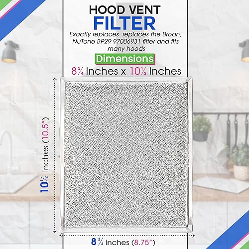 Vista 3 de Bagean Filtro de ventilación para campana de estufa de 10.5 x 8.75 pulgadas 97006931 compatible con filtro de campana Broan BP29 – Filtros