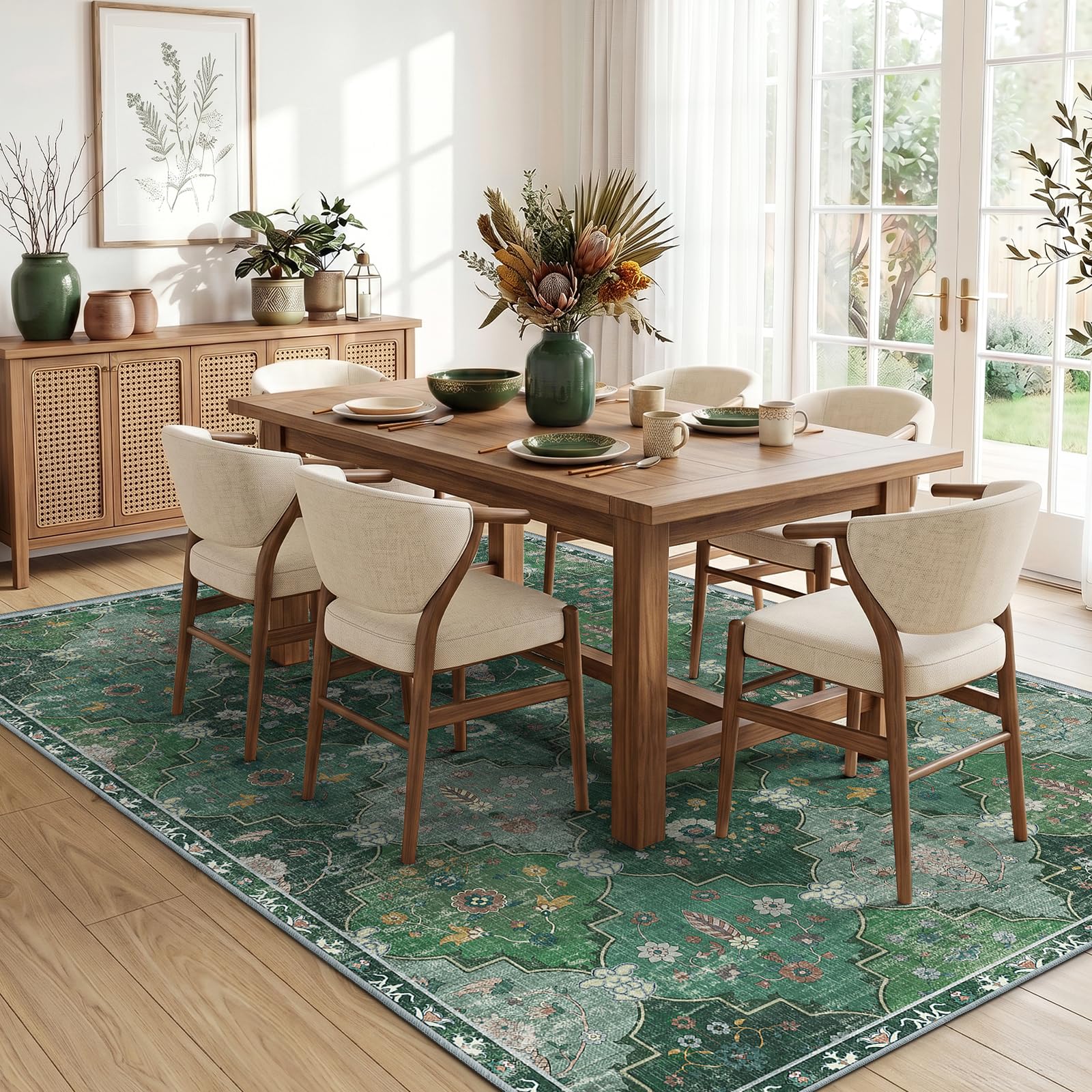 INOVADAY Marocchino Tappeto 90x150 cm Antiscivolo Verde Scuro Verde Scuro