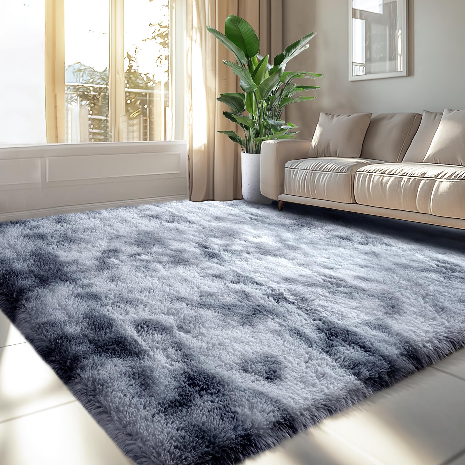 Fluffy Rugs 5x8 Dark Grey for Bedroom: Shag Area Rugs for Bedroom- Area Rugs 5x8 Gray Plush Soft for Living Room- Shag Fuzzy Carpets for Nursery ((