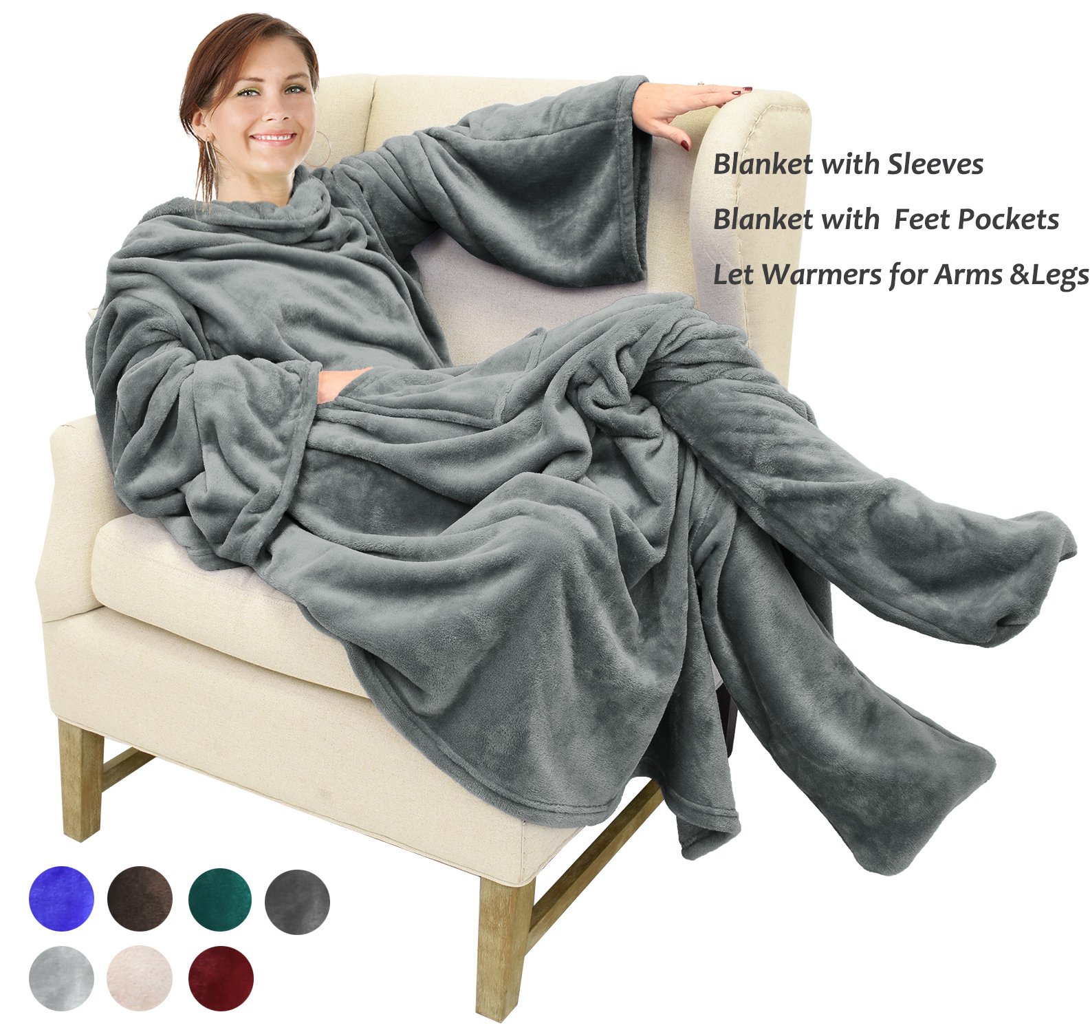 Catalonia Wearable Blanket with Sleeves & Foot Pockets