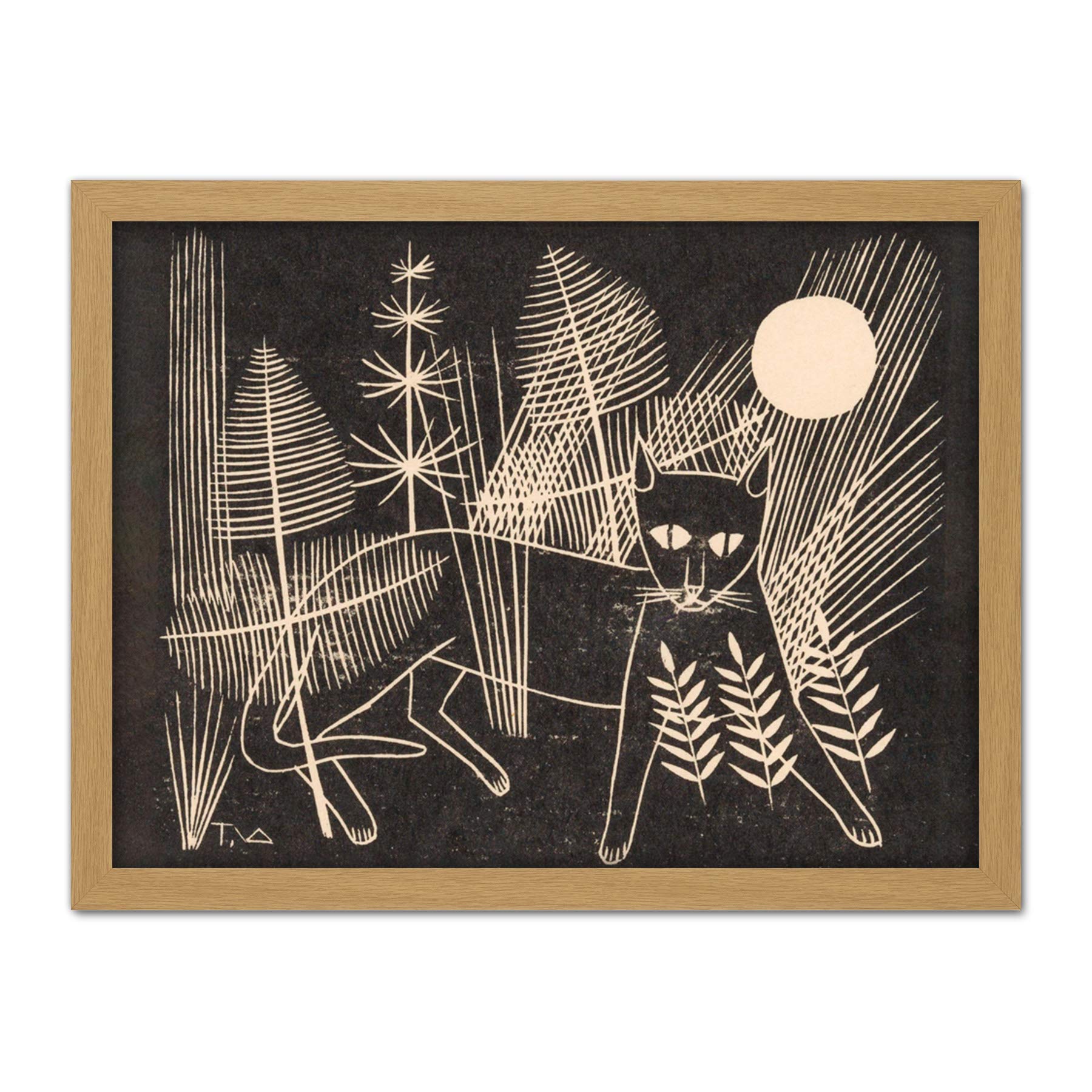 Artery8 Tinus Van Doorn Kitten Cat Jeroen On Yacht Artwork Framed Wall Art Print 18X24 Inch