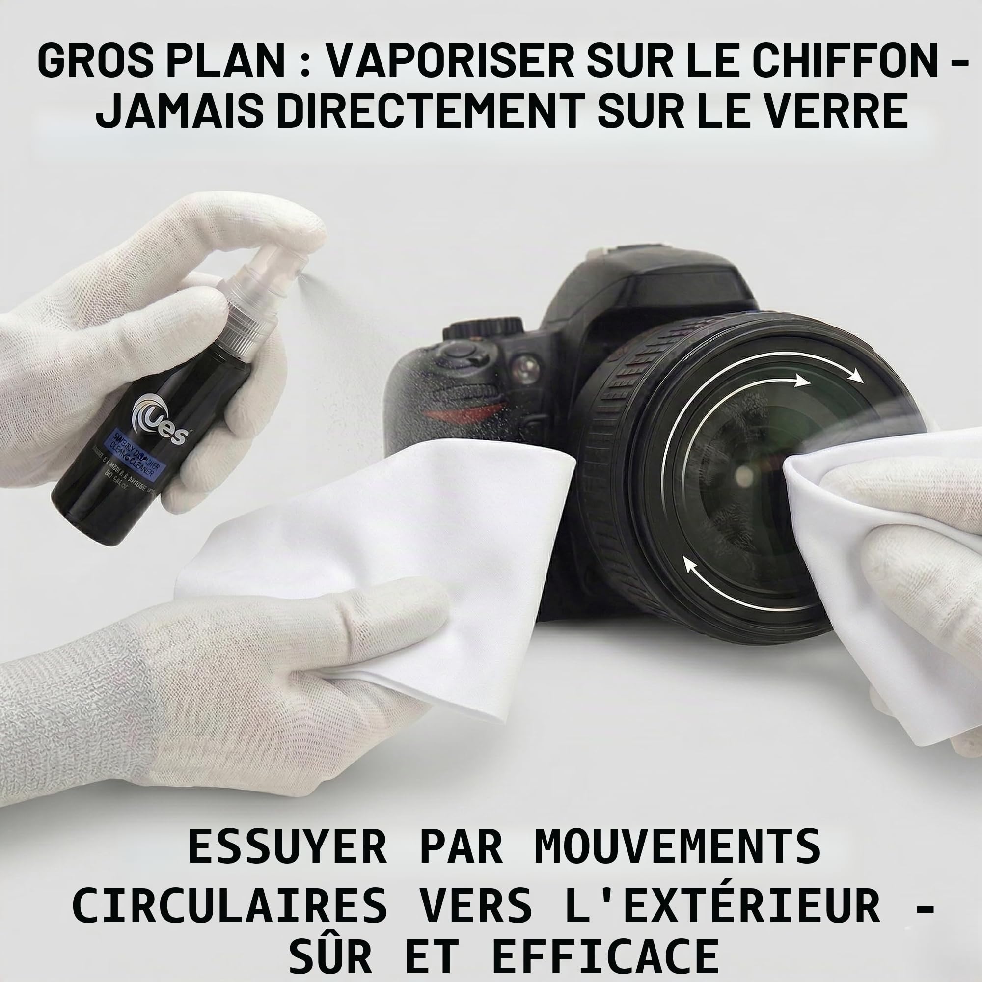 UES Kit de Nettoyage pour capteur d'appareil Photo Reflex numérique et Objectif : pinceaux de Nettoyage Plein Format, Nettoyeur, souffleur d'air, Chiffon en Microfibre, Stylo de et Papier de Objectif