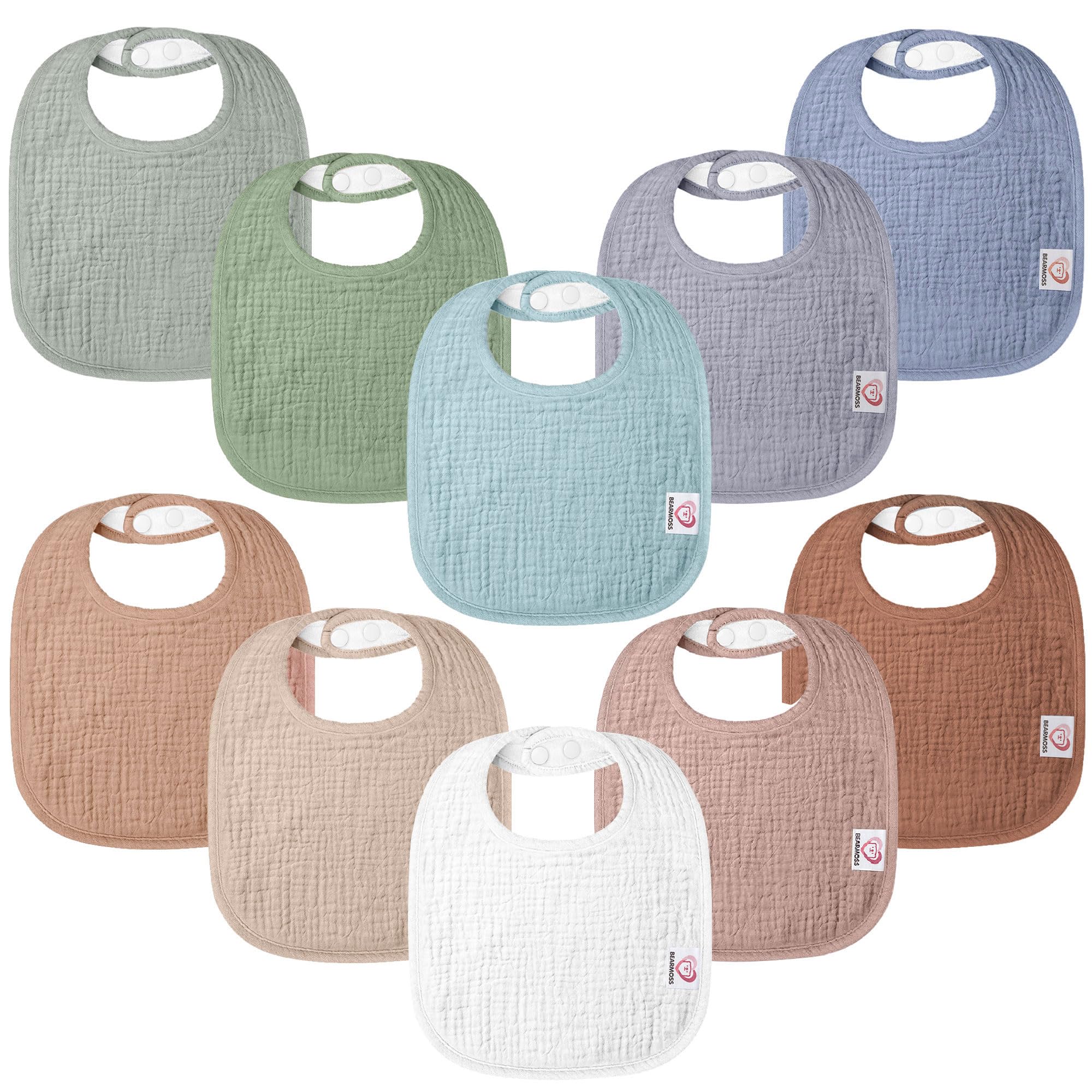 Photo 1 of 10Pack Muslin Baby Bibs 100% Cotton Baby Drool Bibs for Unisex Baby Toddlers Newborns Drooling Teething Oasis