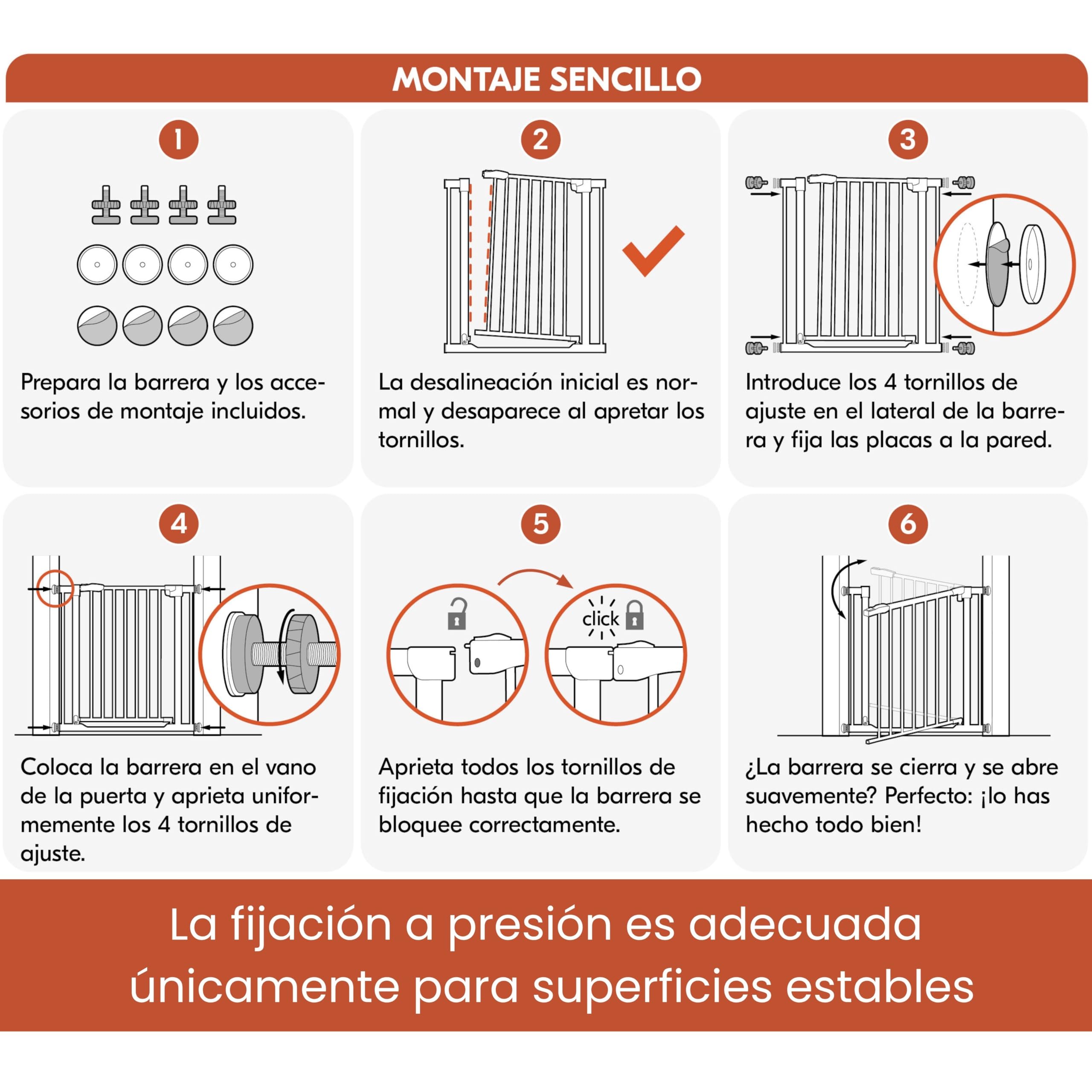 Hauck Barrera Seguridad Niños Escalera Clear Step Autoclose 2 - Puerta para Niños sin Taladrar - Cierre Automático - Umbral Ultraplano - Aptas como Vallas para Perros 75-80 cm - Negro