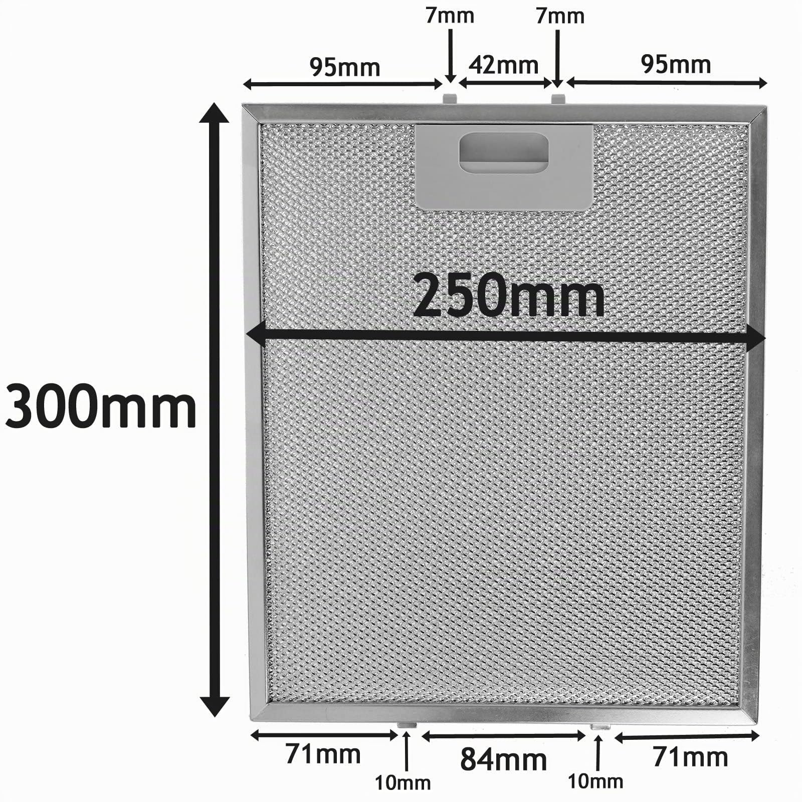 Spares2go - Filtros de grasa universales para campana extractora de cocina, rejilla de metal, 3 unidades, 300 x 250 mm, color plateado