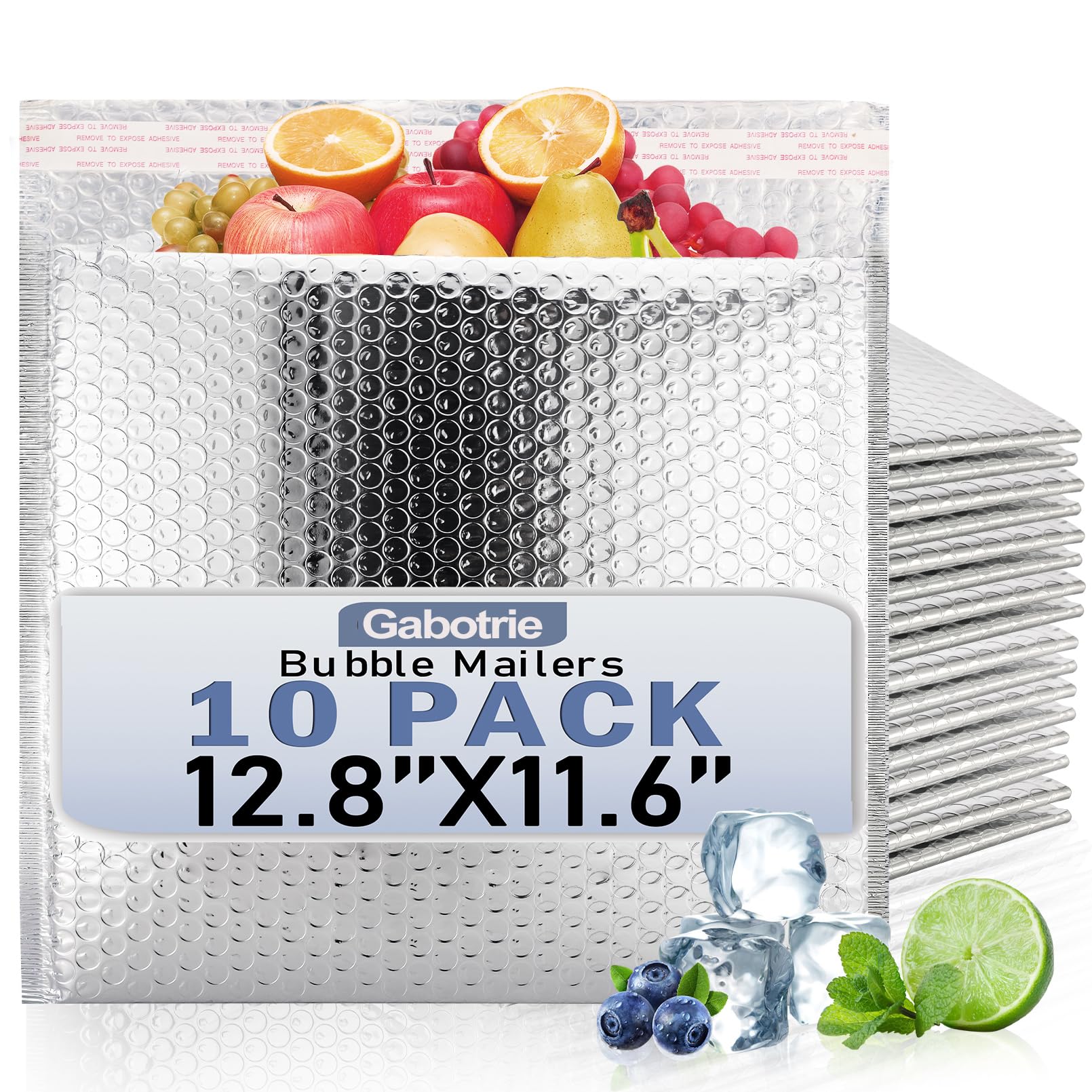 Confezione da 10 buste a bolle d'aria termiche, impermeabili, metallizzate, buste per spedizioni a freddo per alimenti, 32 x 30 cm, buste autosigillanti per spedizioni a freddo