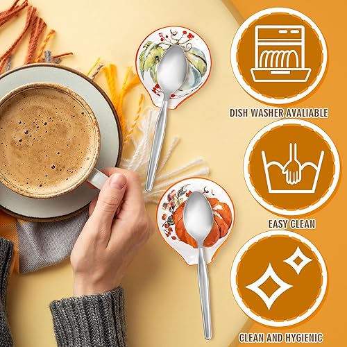 Miniatura 3 de Whaline Soporte para cucharas de otoño, acuarela, calabaza de otoño, soporte para cucharaditas de cerámica, platos para salsa pequeña, plato para