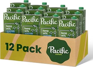 Pacific Foods All Natural 32Oz Boxes Keto Friendly, Unsweetened Hemp - Vanilla, 384 Fl Oz, Pack of 12